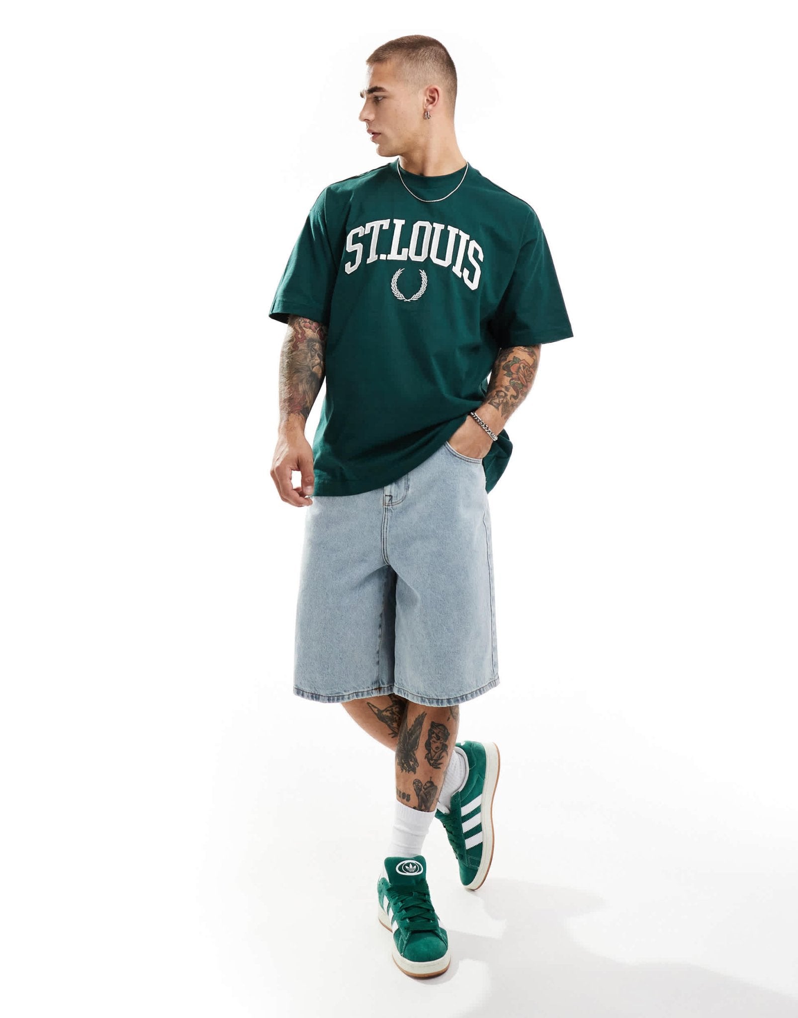 Cotton On boxy fit St Louis graphic t-shirt in pine green - ASOS Sample Sale