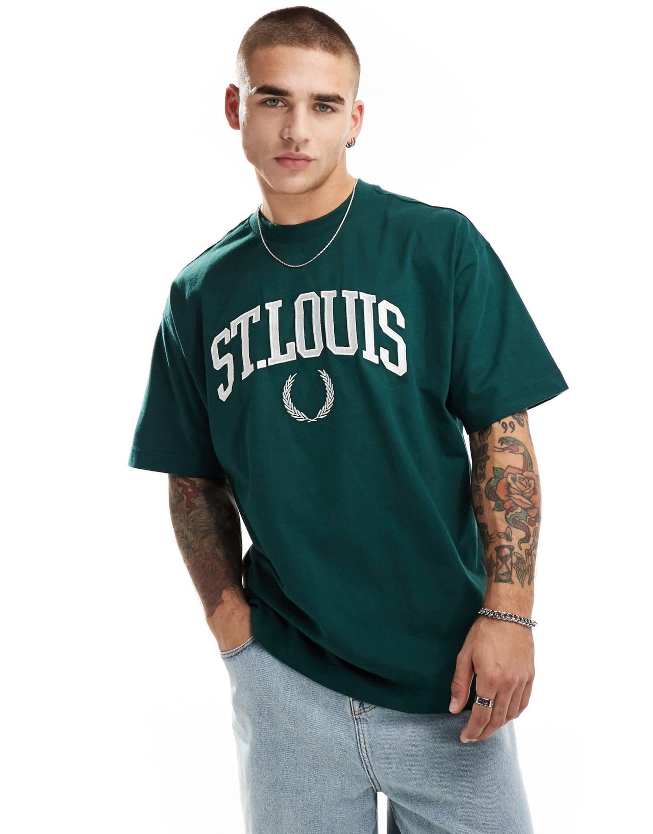 Cotton On boxy fit St Louis graphic t-shirt in pine green - ASOS Sample Sale