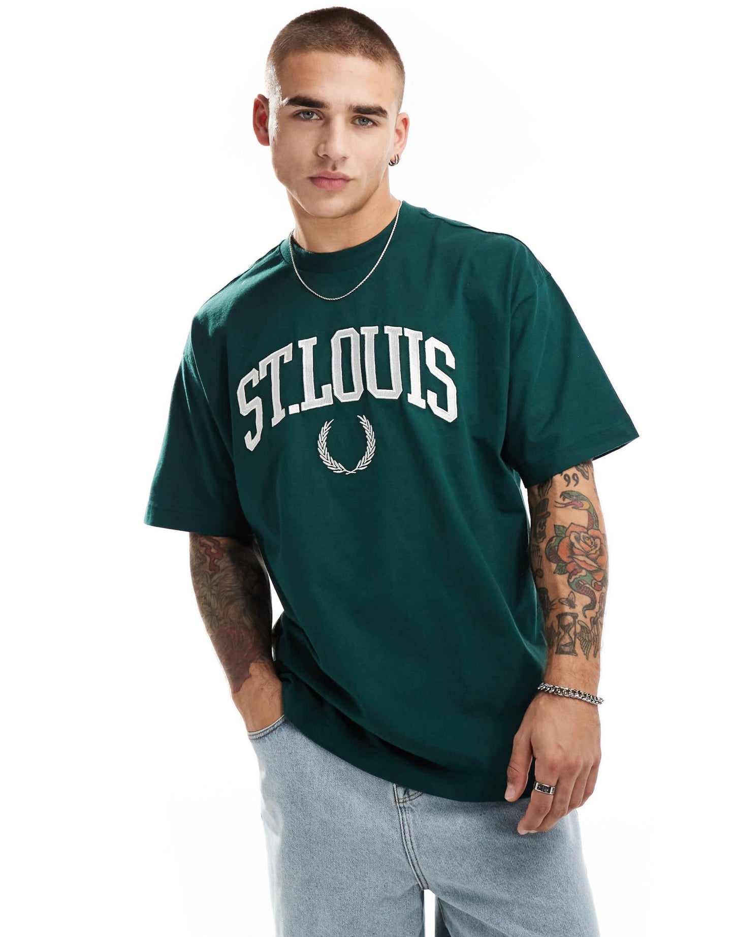 Cotton On boxy fit St Louis graphic t-shirt in pine green - ASOS Sample Sale