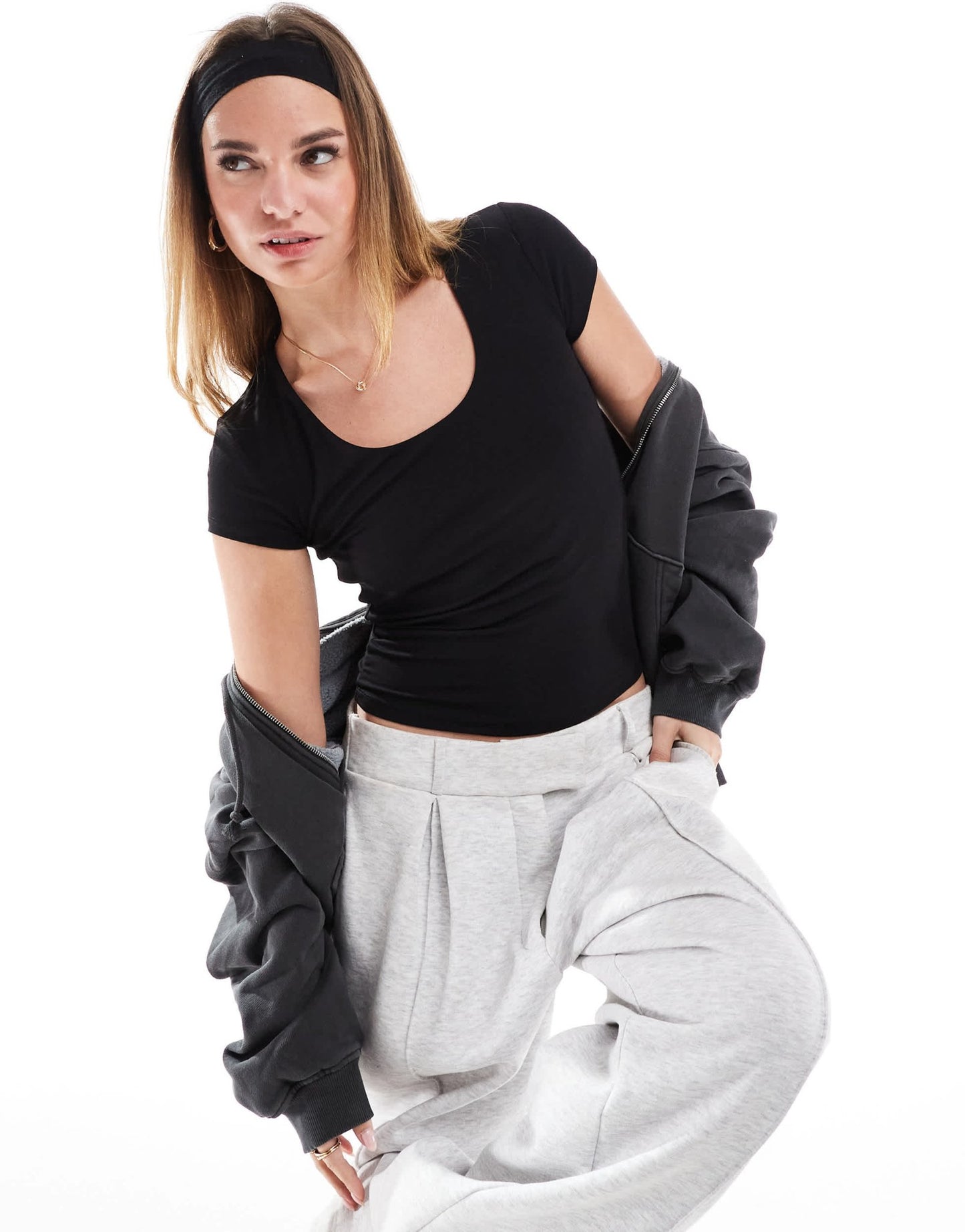 Cotton On Byron square neck short sleeve top in black - ASOS Sample Sale