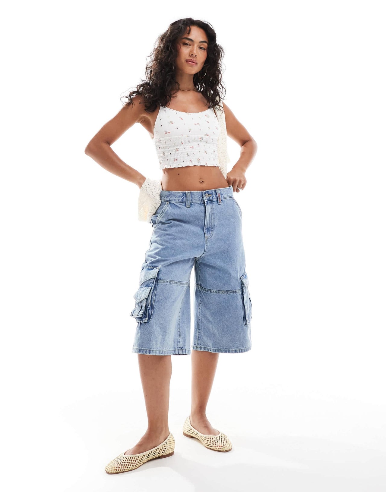 Cotton On Chloe shirred cami in ditsy vintage white - ASOS Sample Sale