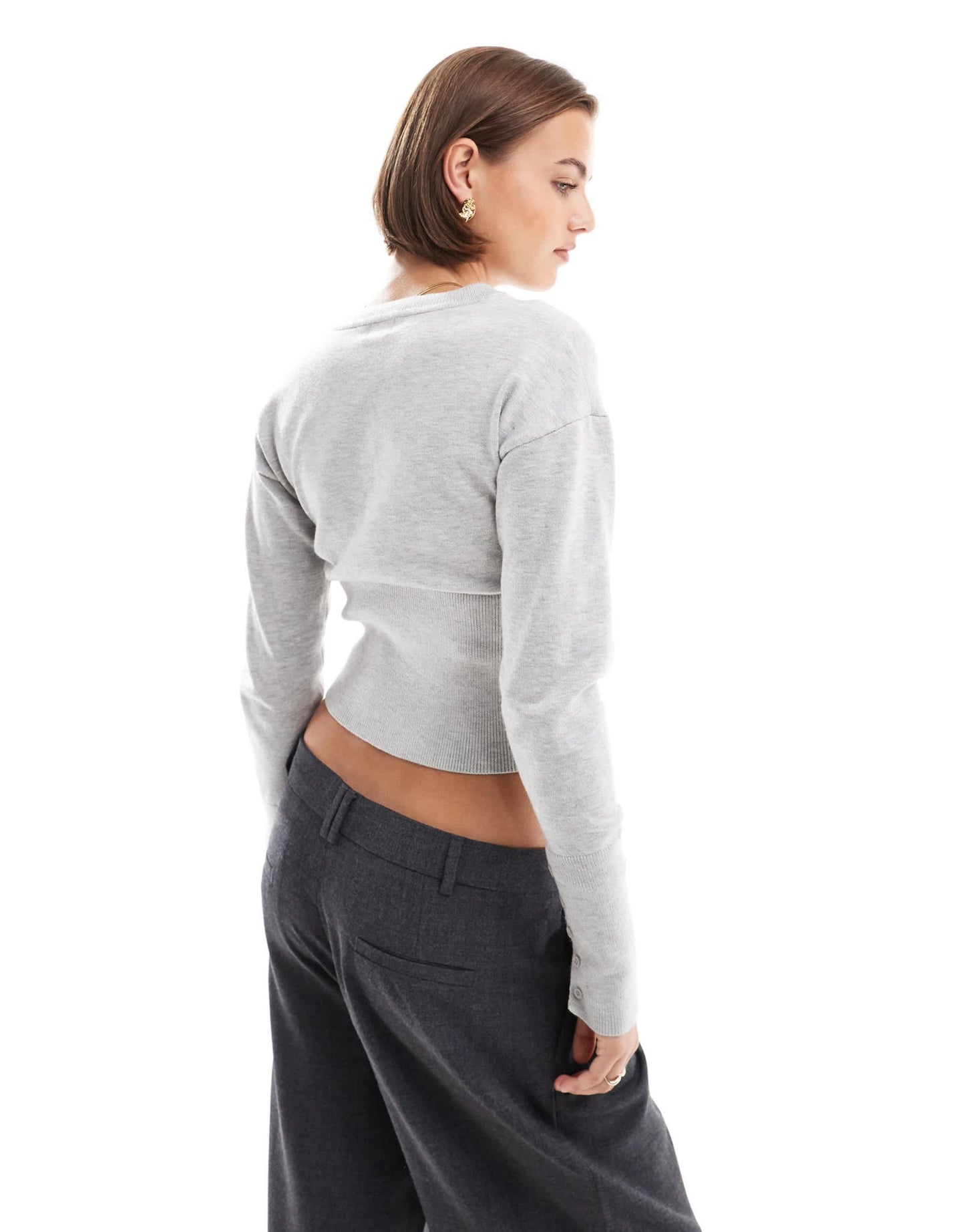Cotton On everfine round neck cardigan in grey cable - ASOS Sample Sale