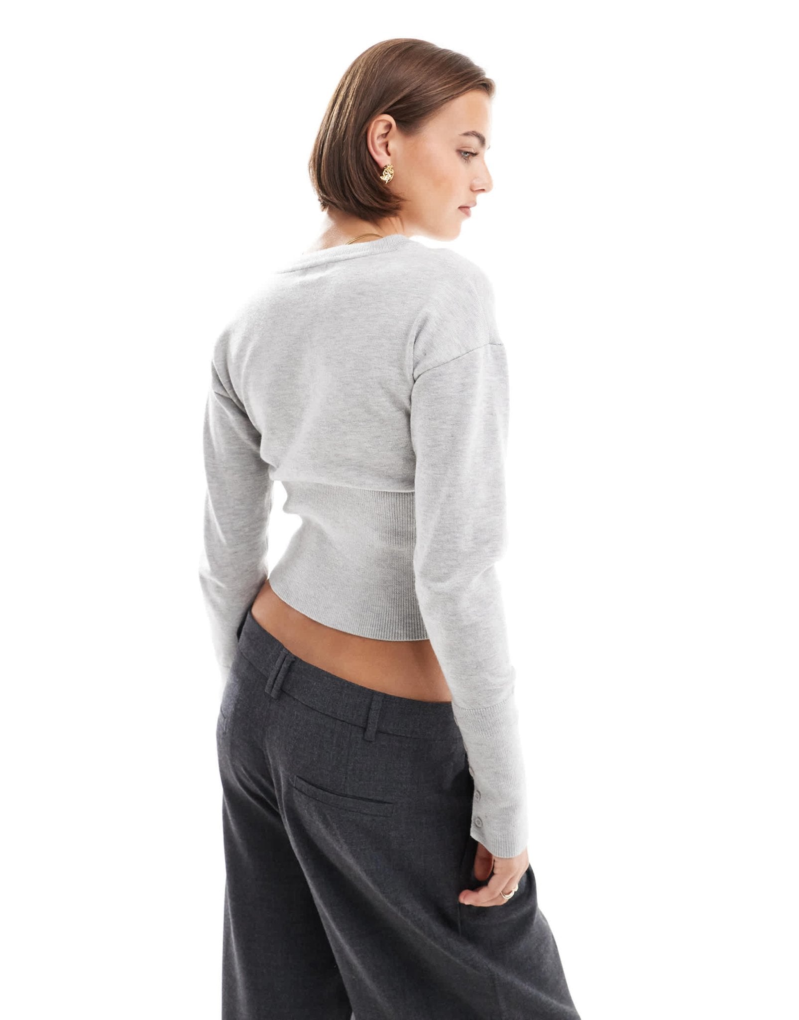 Cotton On everfine round neck cardigan in grey cable - ASOS Sample Sale