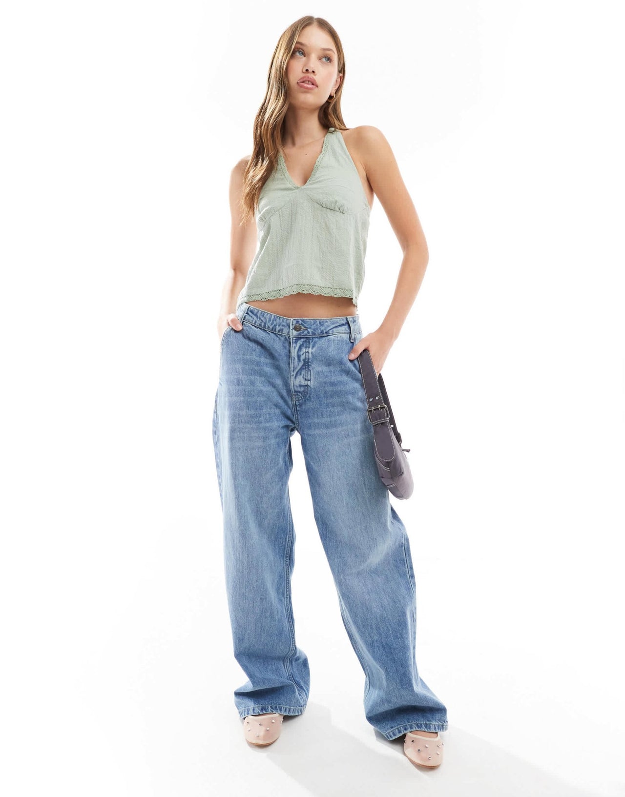 Cotton On halter neck linen look top with buttons in khaki - ASOS Sample Sale