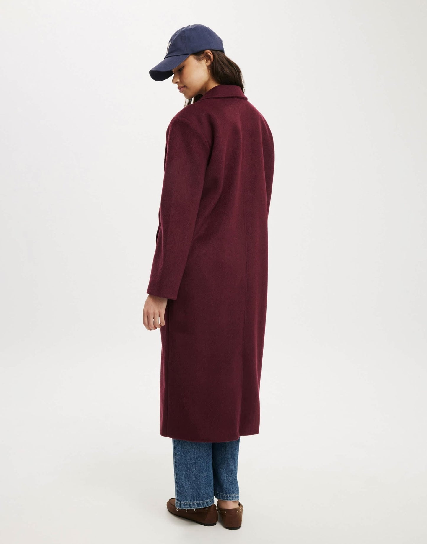 Cotton On Harrison coat in burgundy - ASOS Sample Sale