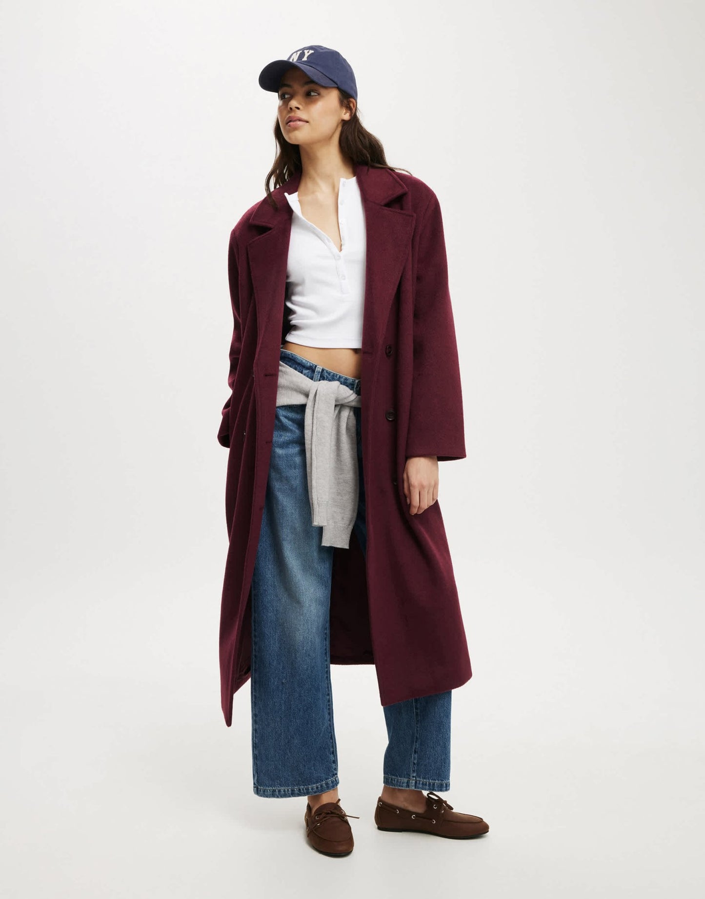 Cotton On Harrison coat in burgundy - ASOS Sample Sale