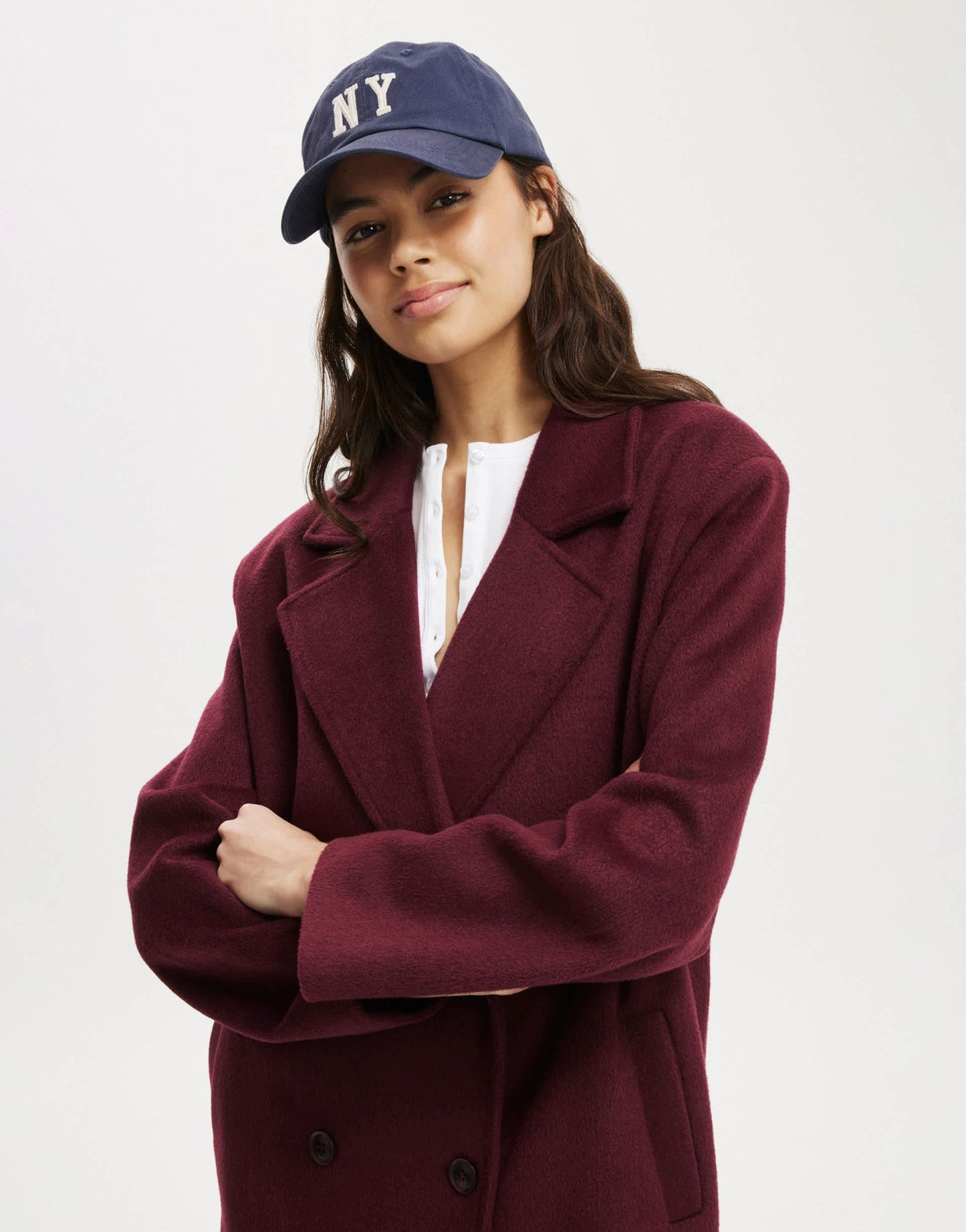 Cotton On Harrison coat in burgundy - ASOS Sample Sale