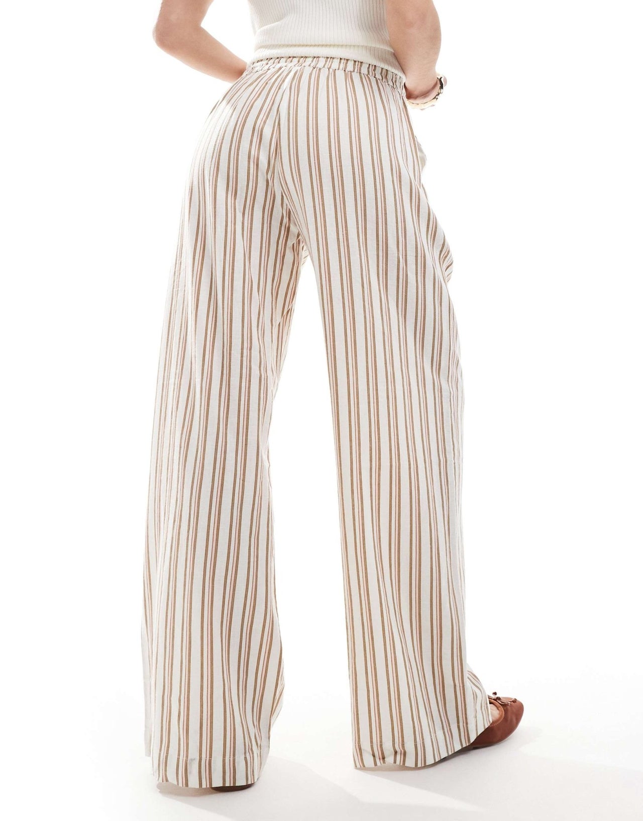 Cotton On Haven wide leg linen look pant in stripe artichoke - ASOS Sample Sale