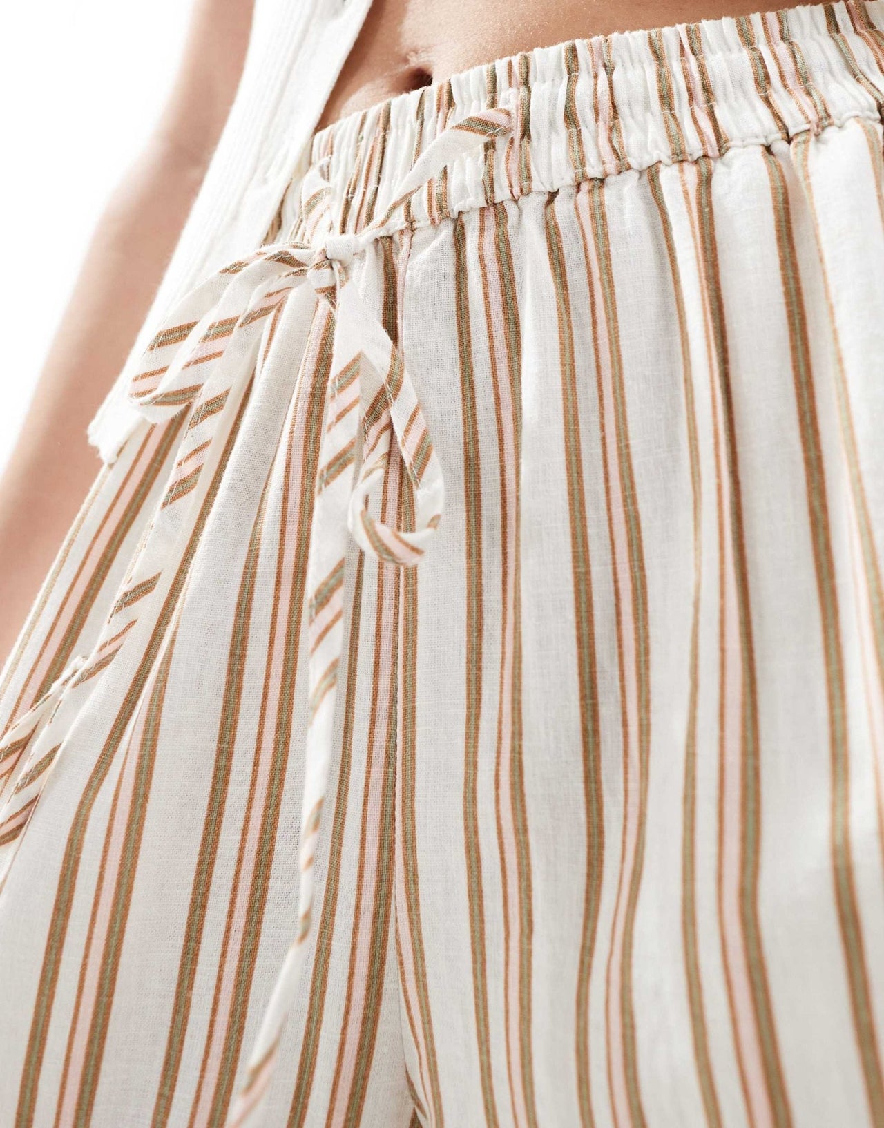 Cotton On Haven wide leg linen look pant in stripe artichoke - ASOS Sample Sale