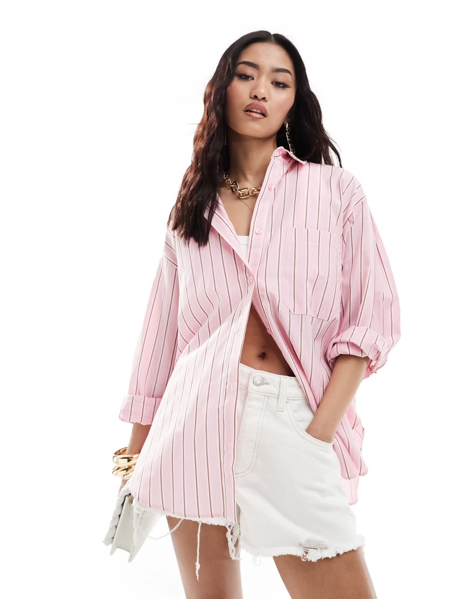 Cotton On high rise stretch denim shorts in white - ASOS Sample Sale