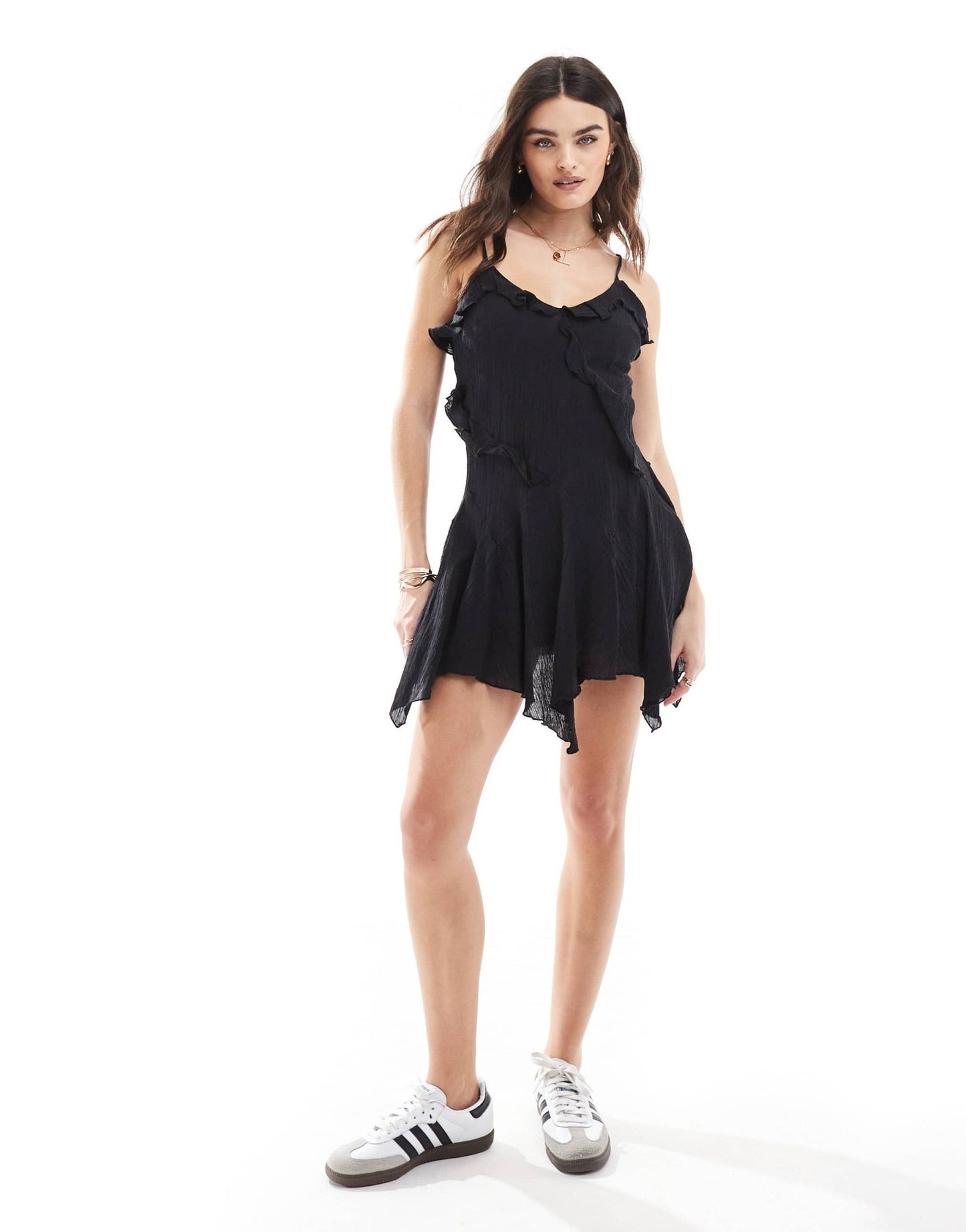 Cotton On Holly ruffle mini dress in black - ASOS Sample Sale