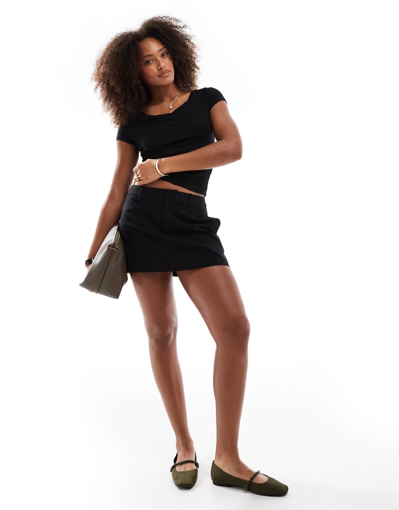 Cotton On Jordie cowl neck short sleeve in black - ASOS Sample Sale