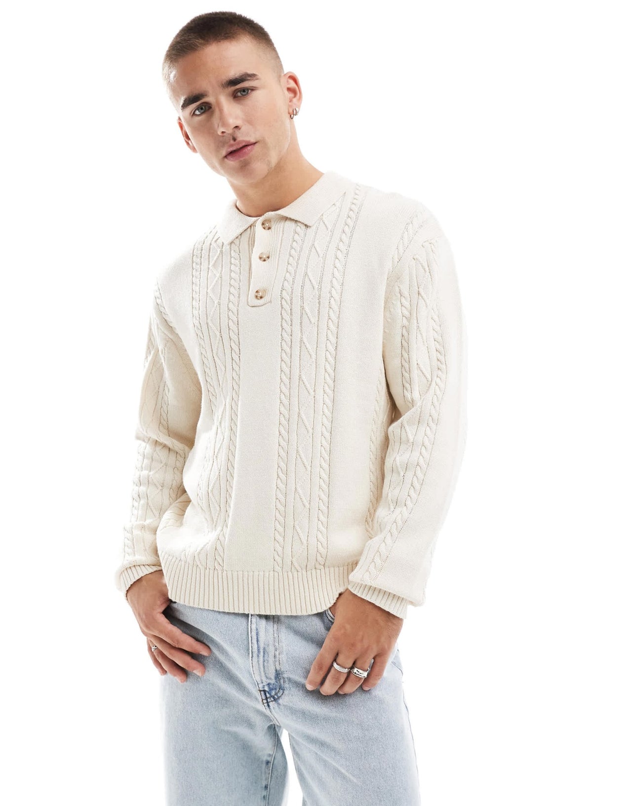 Cotton On knitted ruby top in cream - ASOS Sample Sale