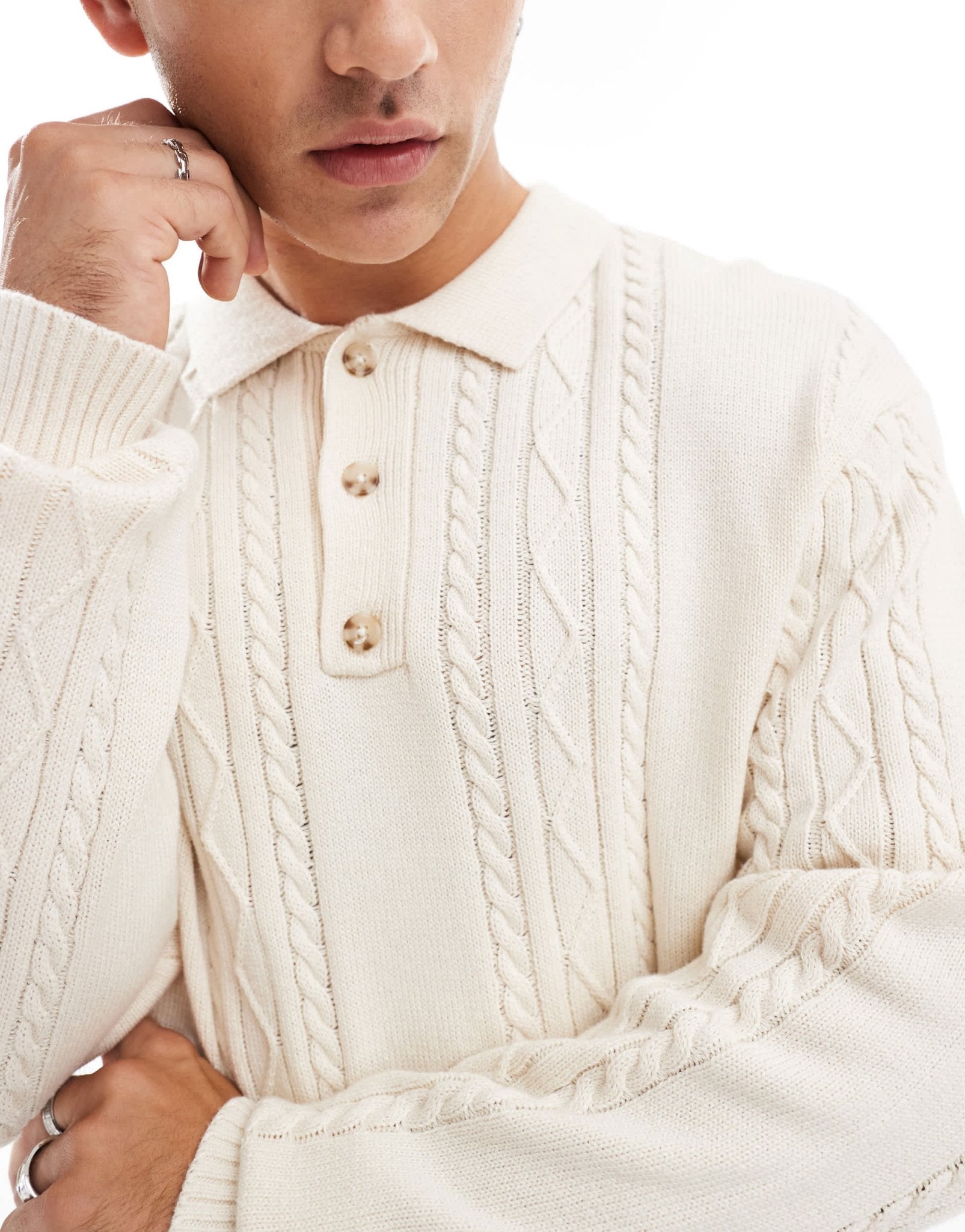 Cotton On knitted ruby top in cream - ASOS Sample Sale