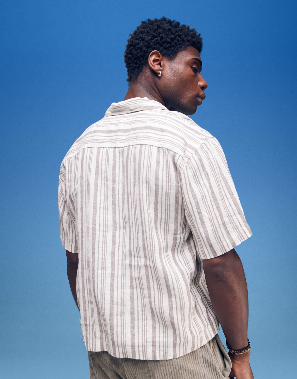 Cotton On linen box fit short sleeve shirt in cream stripe - ASOS Sample Sale