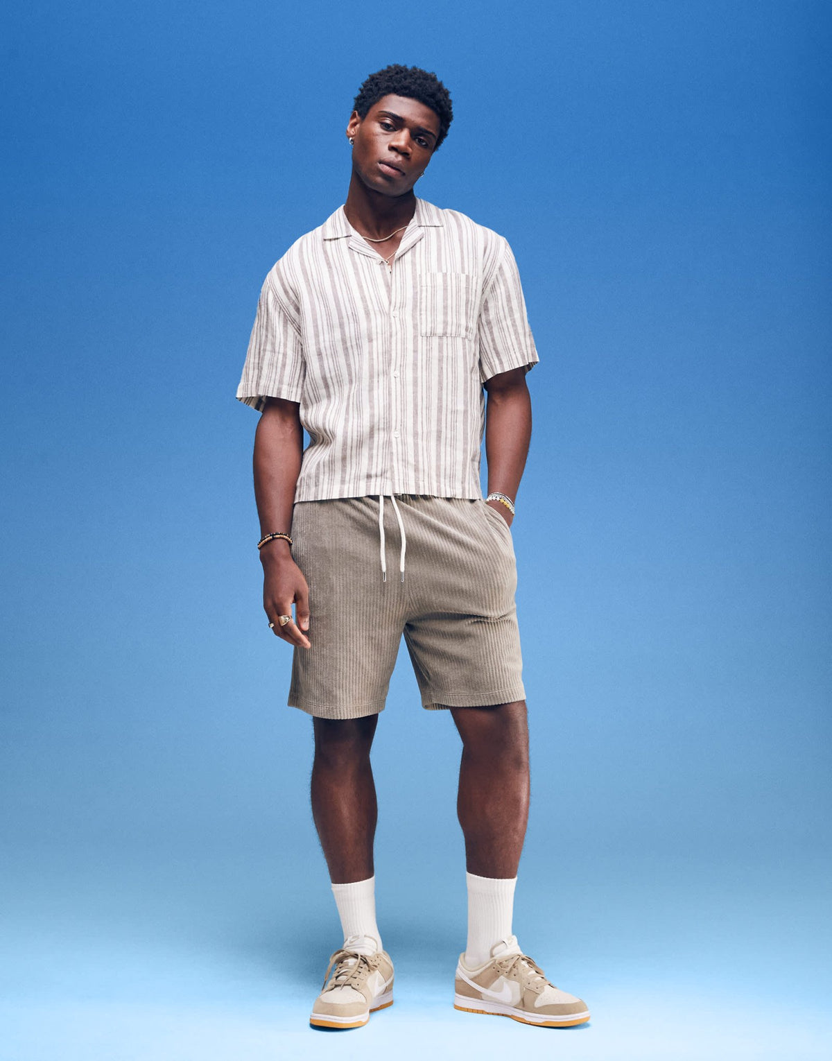 Cotton On linen box fit short sleeve shirt in cream stripe - ASOS Sample Sale