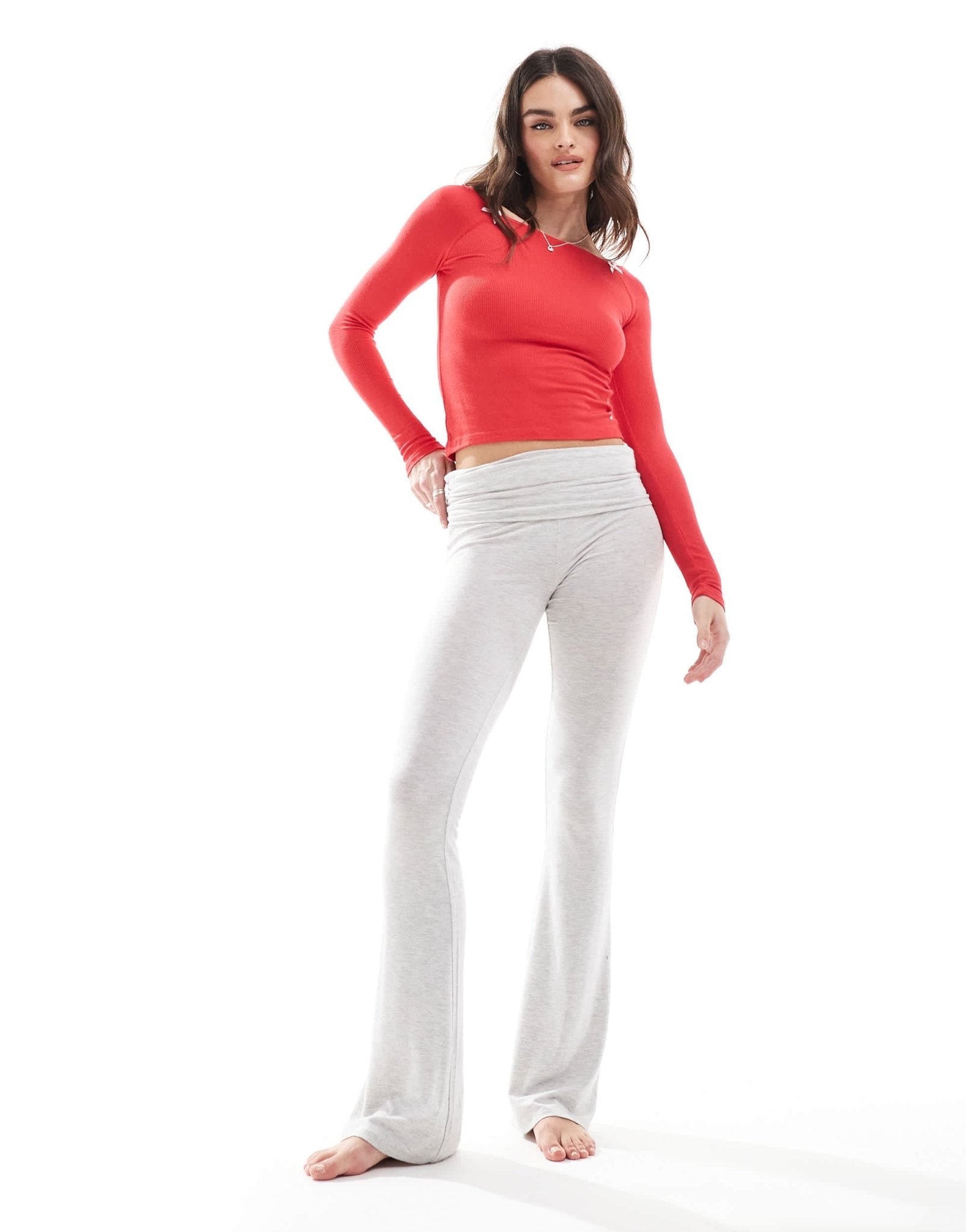 Cotton On lounge boat neck sleep top in red with bows - ASOS Sample Sale