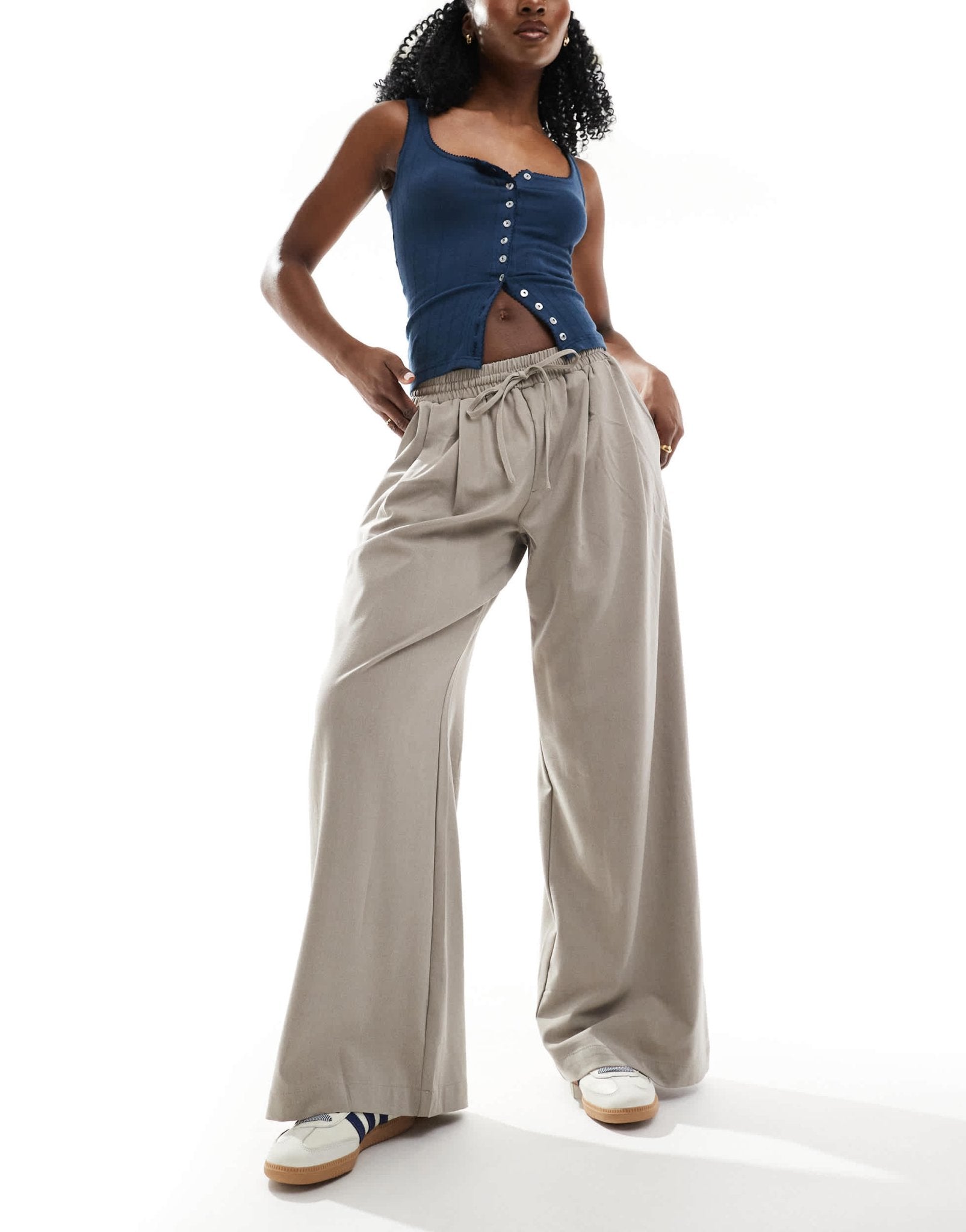 Cotton On Luis pull on suiting pant in taupe marle - ASOS Sample Sale