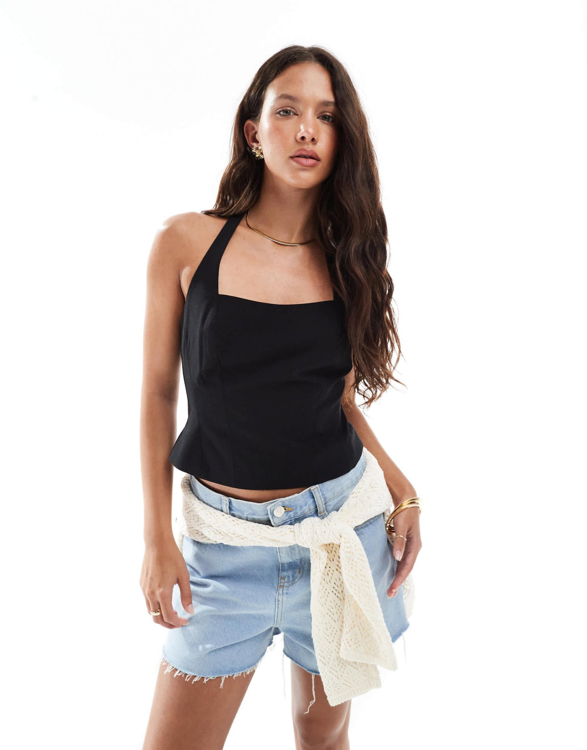 Cotton On luis suiting halter top in black - ASOS Sample Sale