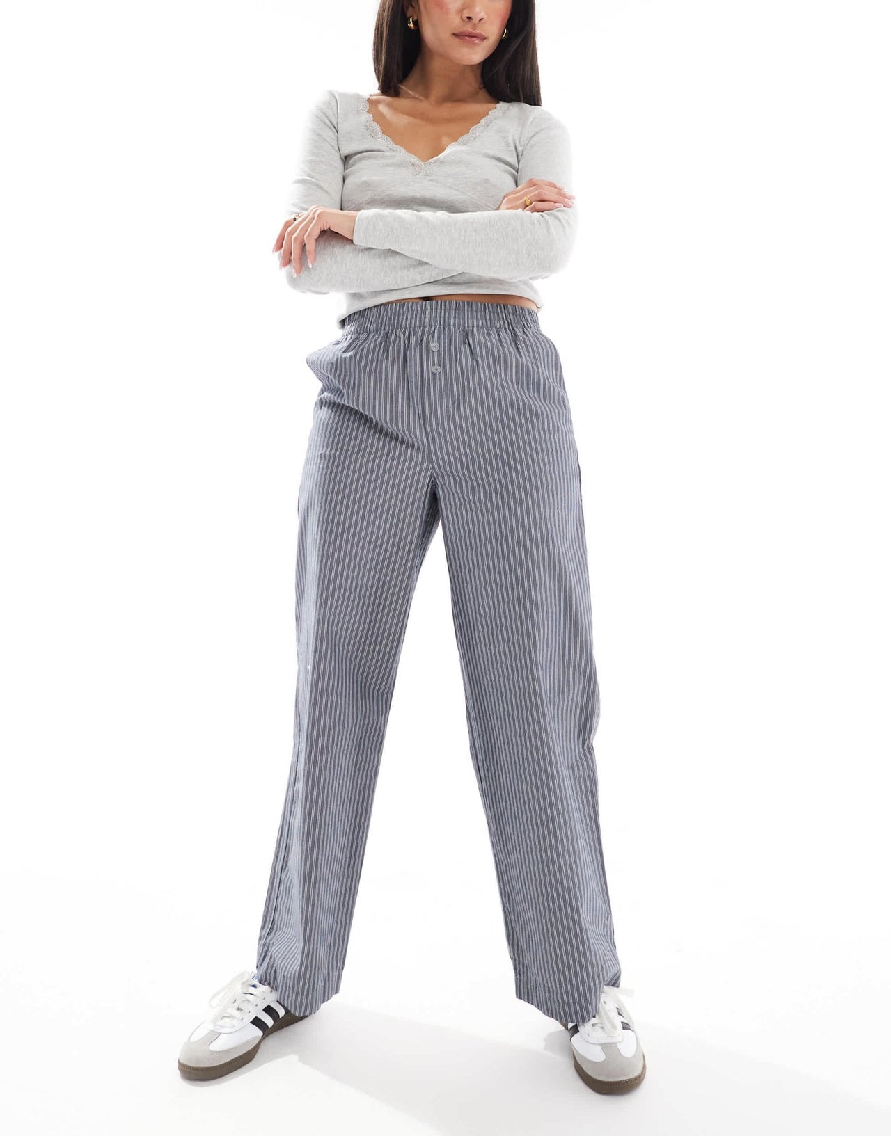Cotton On noah pant in blue slate stripe - ASOS Sample Sale
