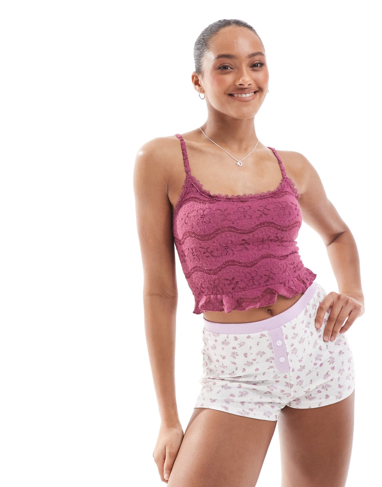 Cotton On pyjama textured super soft cami top in boysenberry - ASOS Sample Sale