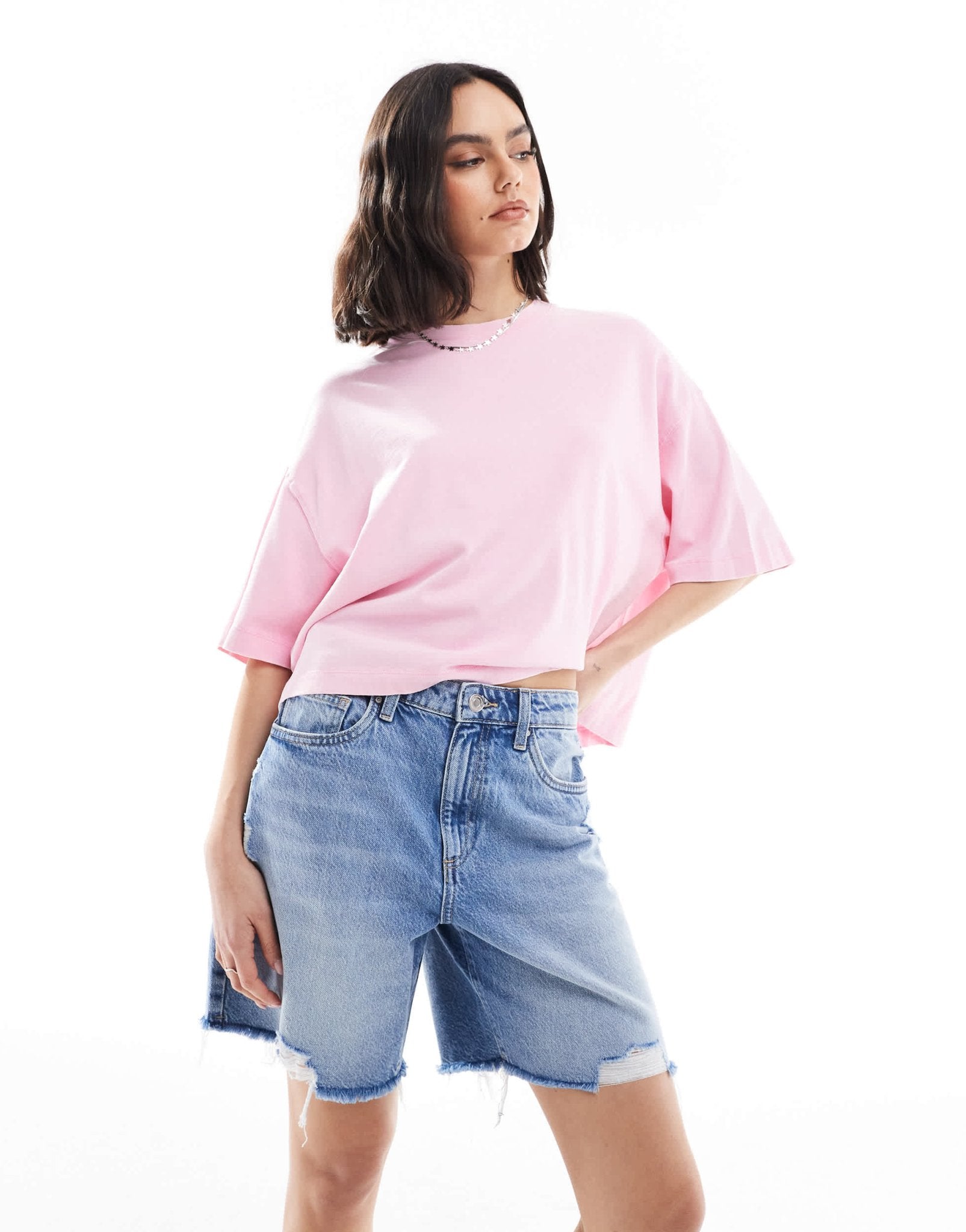 Cotton On relaxed ripped denim short in saltwater blue - ASOS Sample Sale