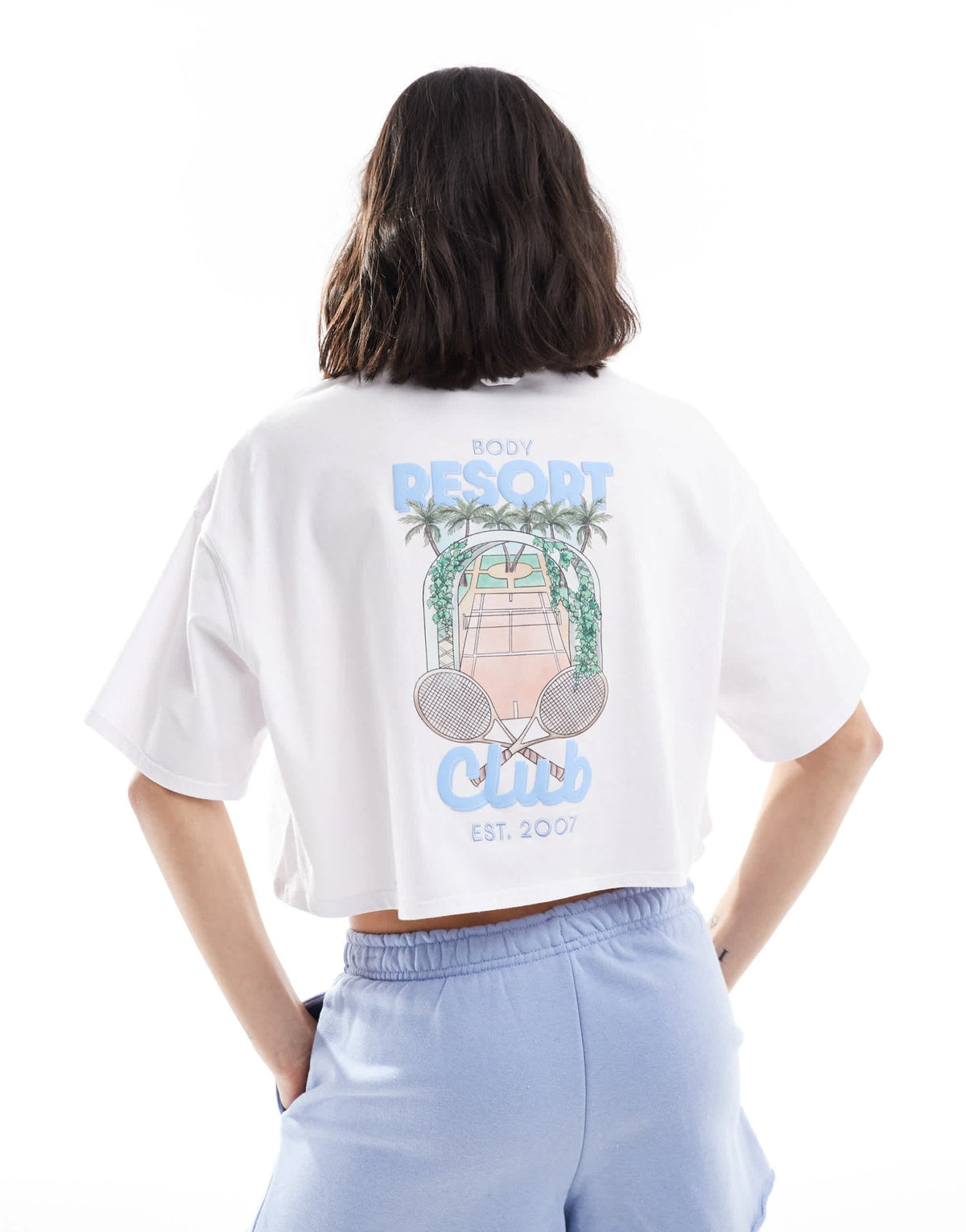 Cotton On resort club crop t-shirt in white - ASOS Sample Sale