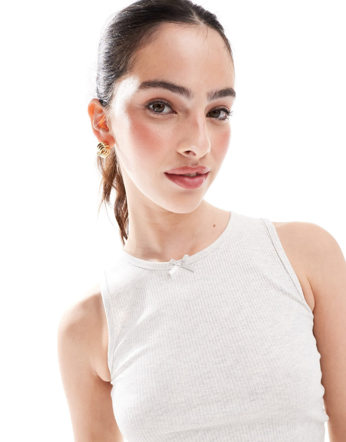 Cotton On rib ruffle cami sleep top co-ord in grey marl - ASOS Sample Sale