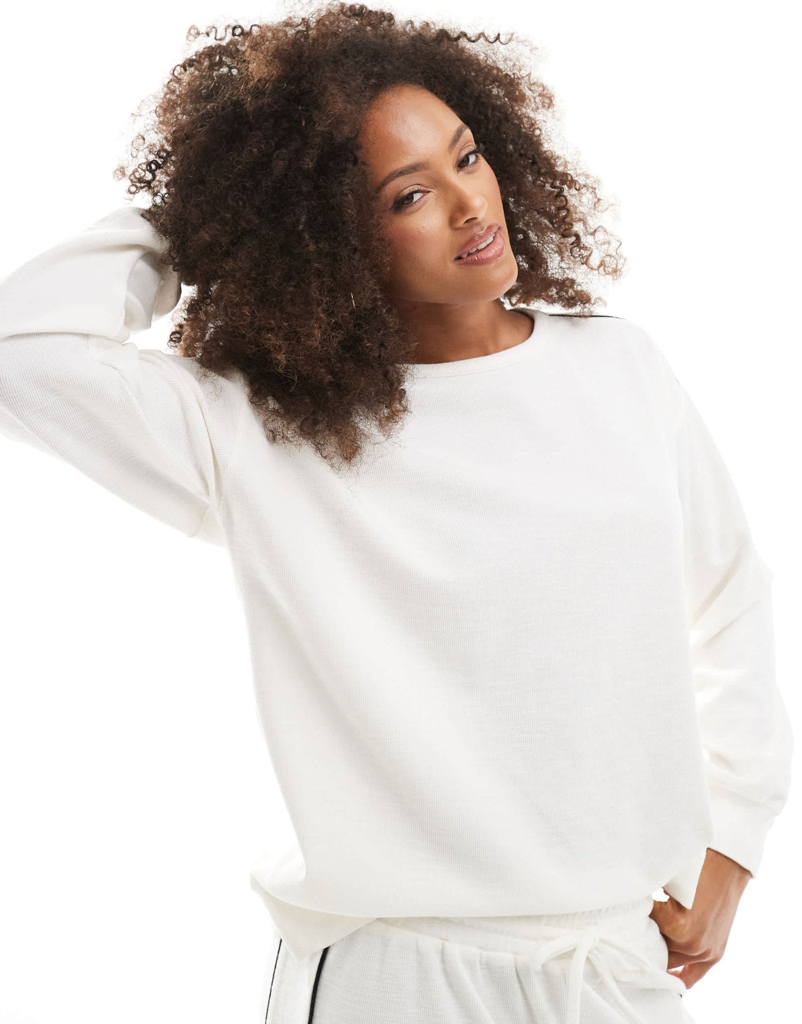 Cotton On ribbed long sleeve beach top in white - ASOS Sample Sale