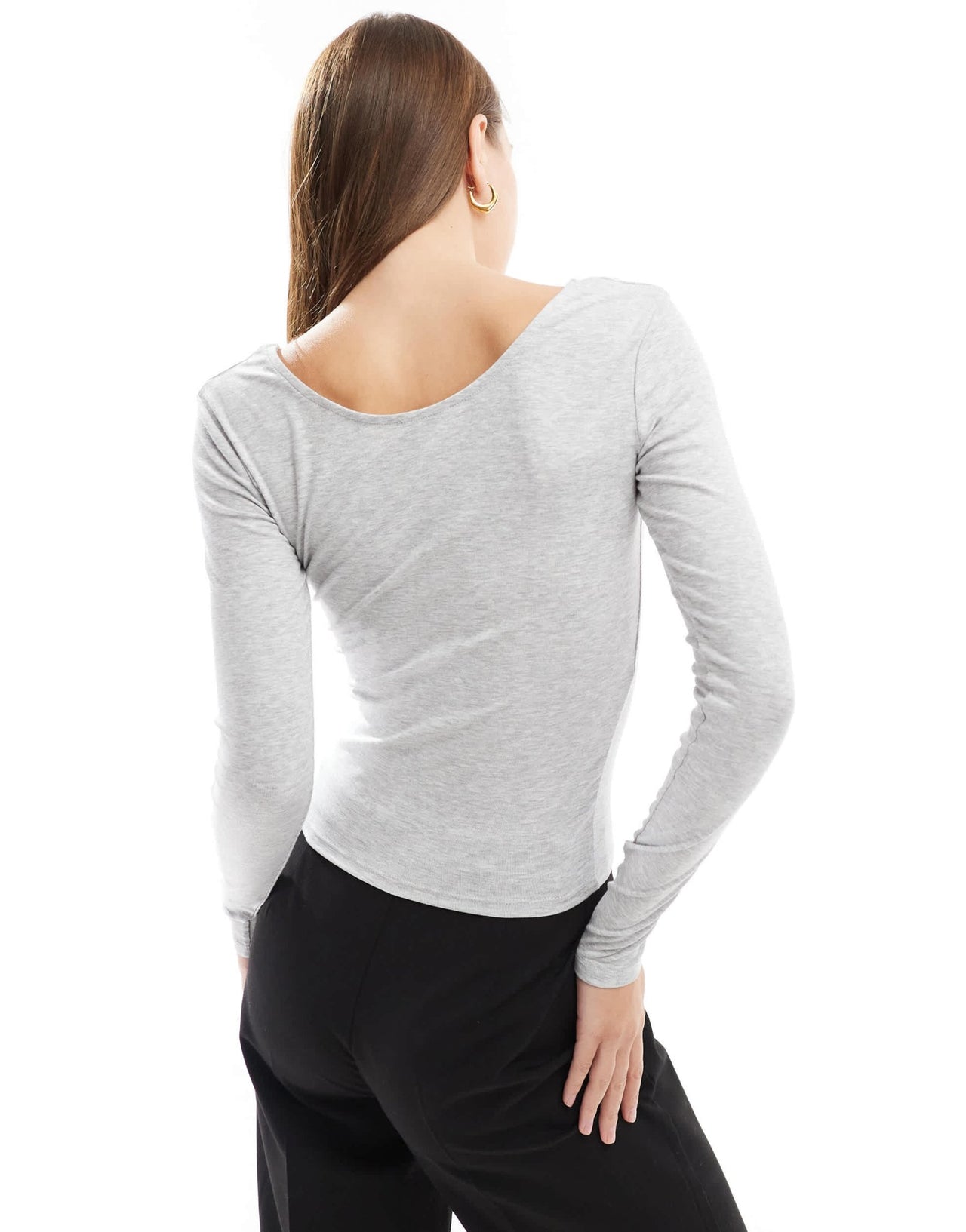 Cotton On scoop long sleeve top in grey - ASOS Sample Sale