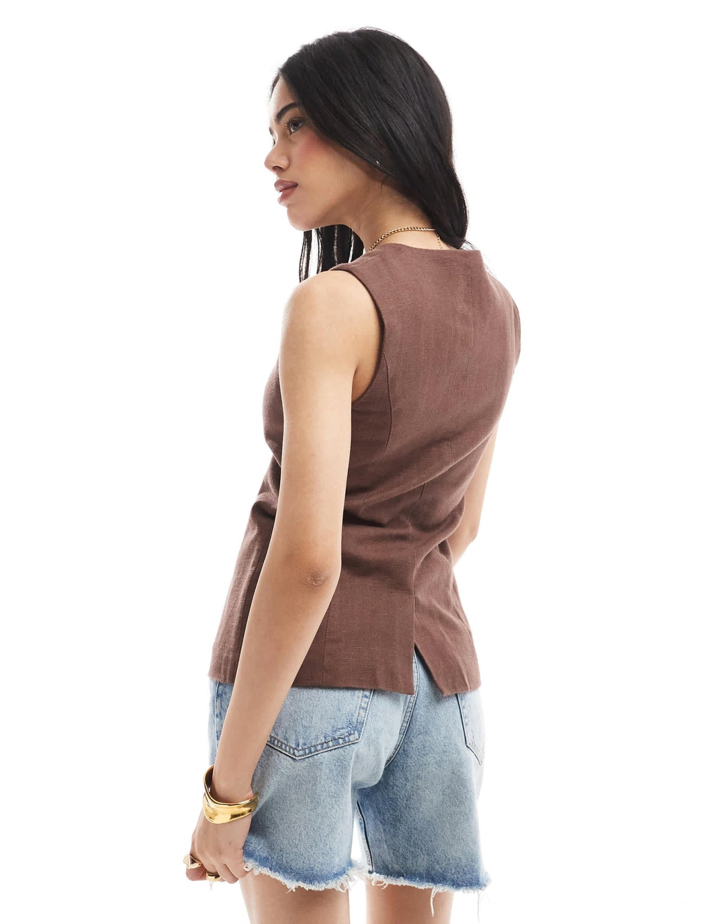 Cotton On Sienna linen cotton vest in brown - ASOS Sample Sale