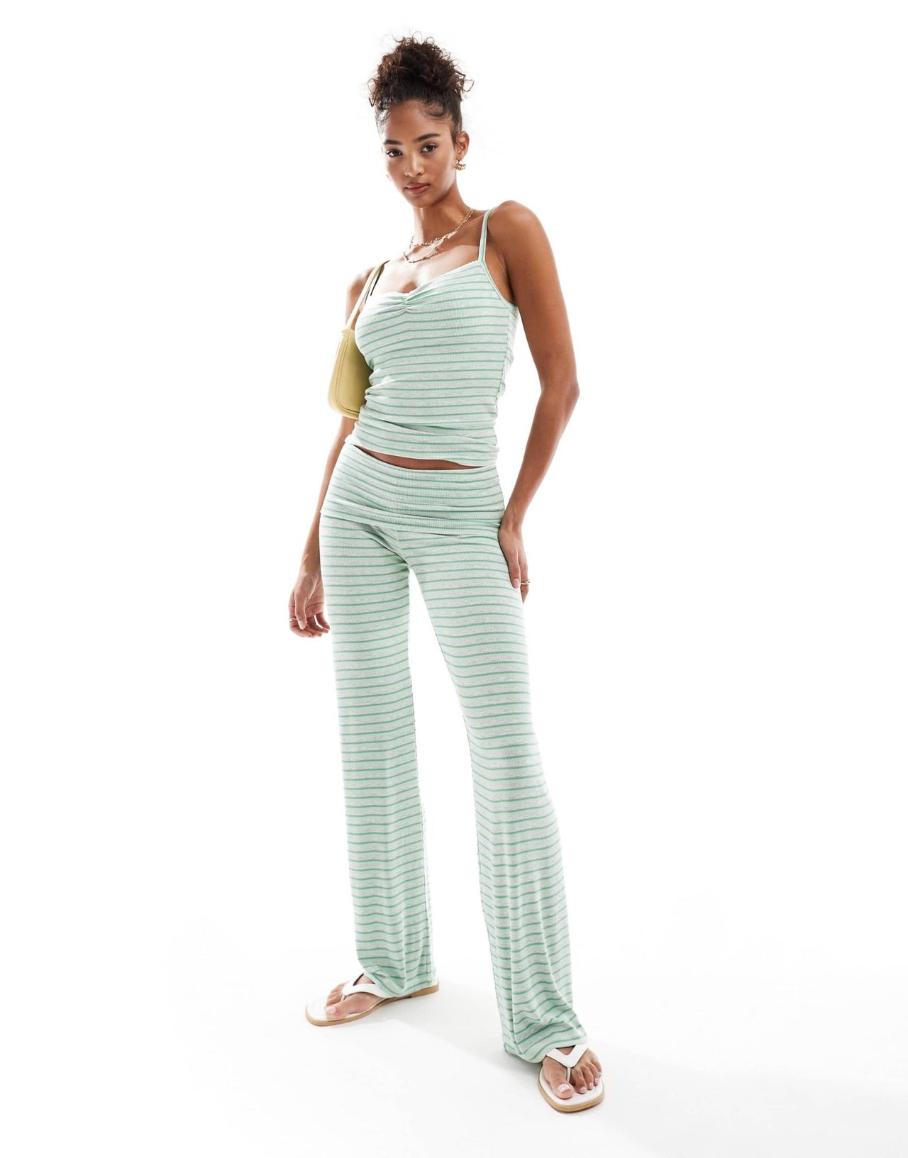 Cotton On striped rosette sleep cami co-ord in green - ASOS Sample Sale