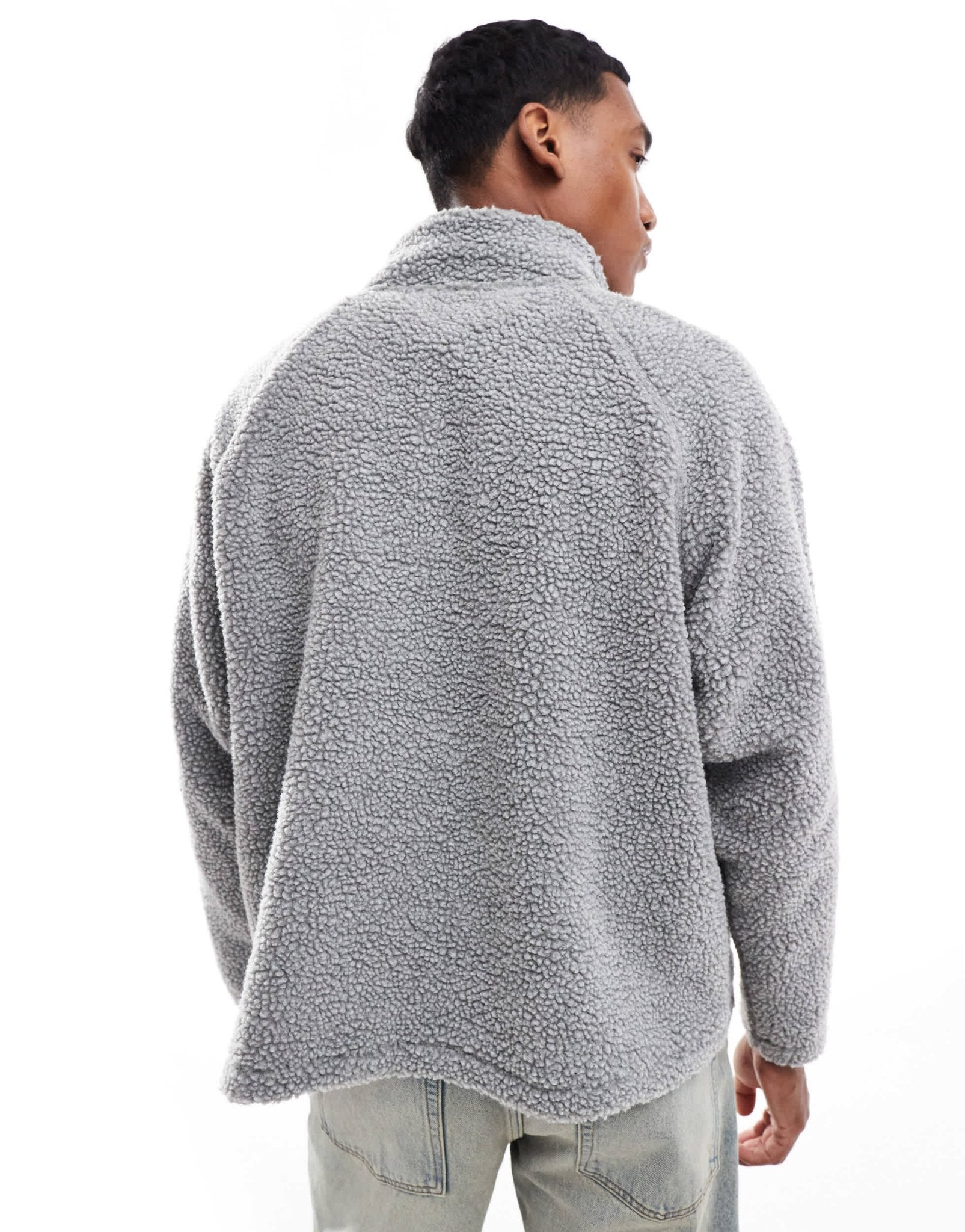 Cotton On Teddy 1/2 zip fleece in grey - ASOS Sample Sale
