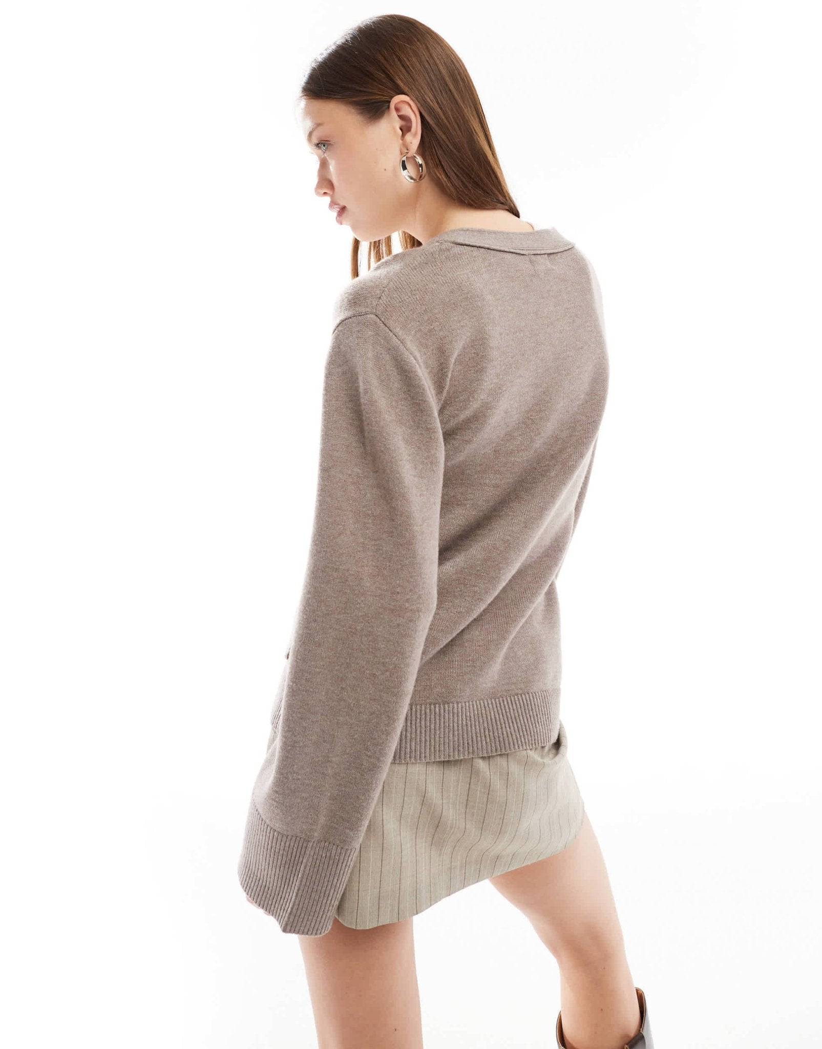 Cotton On v neck cardigan with pockets in mink brown - ASOS Sample Sale
