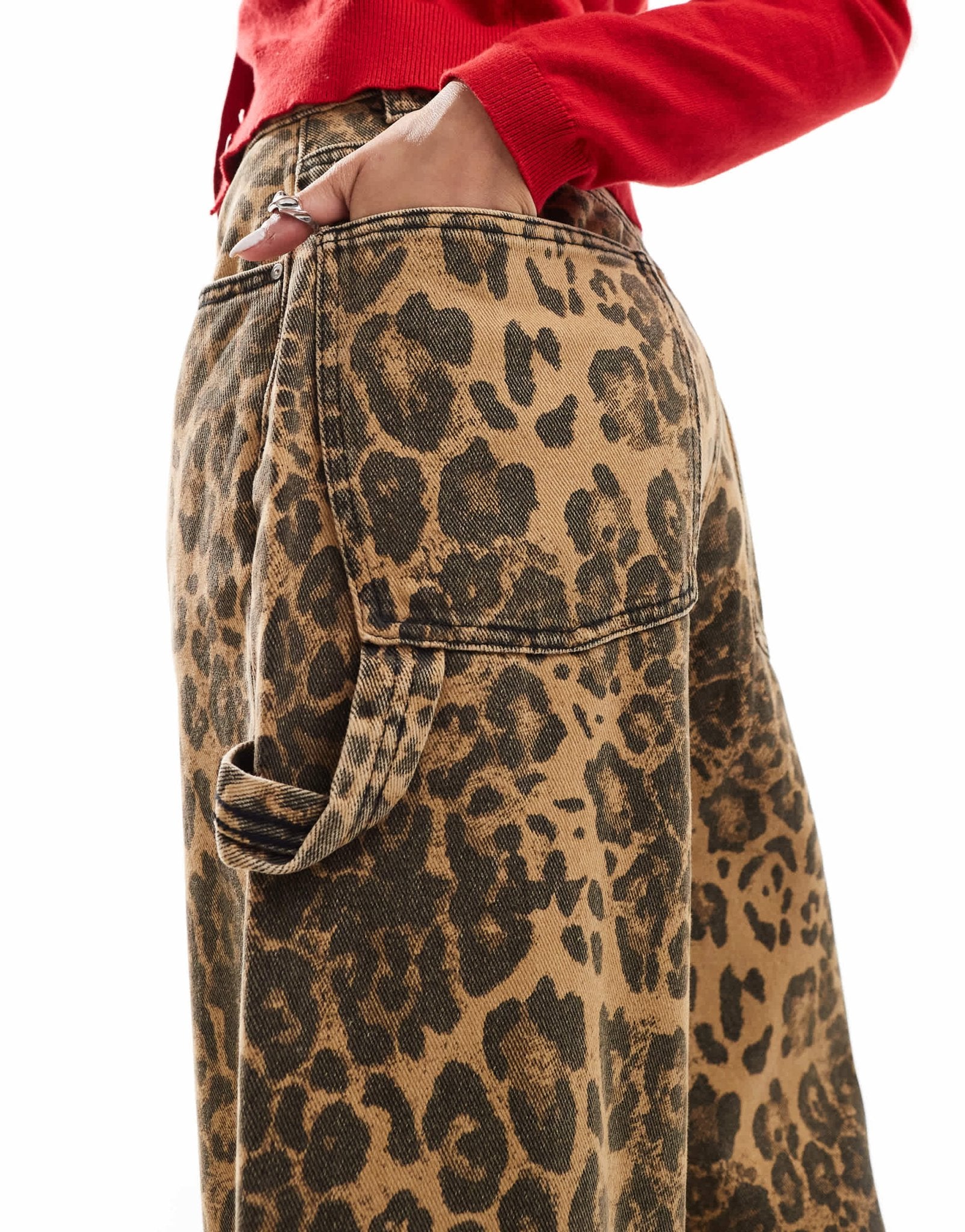 Cotton On wide leg relaxed jeans in leopard print denim - ASOS Sample Sale