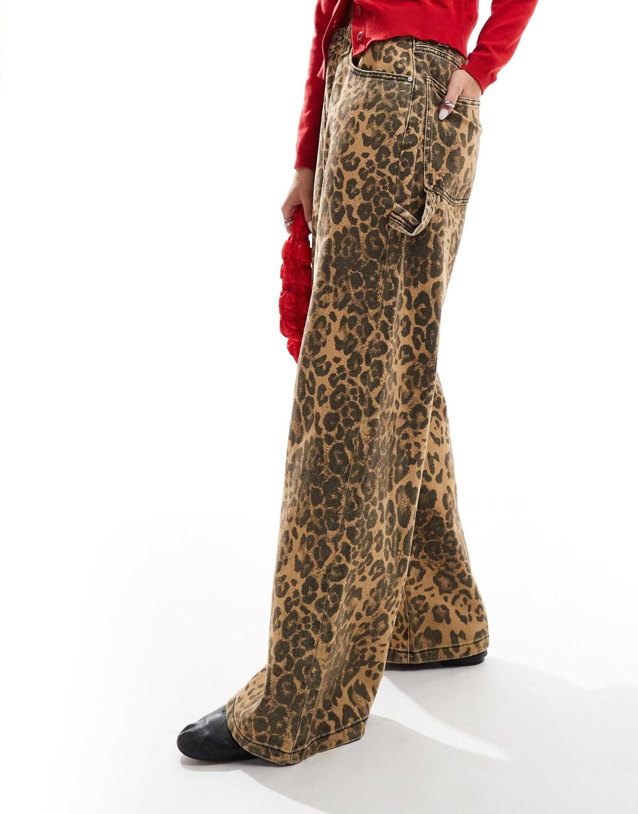 Cotton On wide leg relaxed jeans in leopard print denim - ASOS Sample Sale