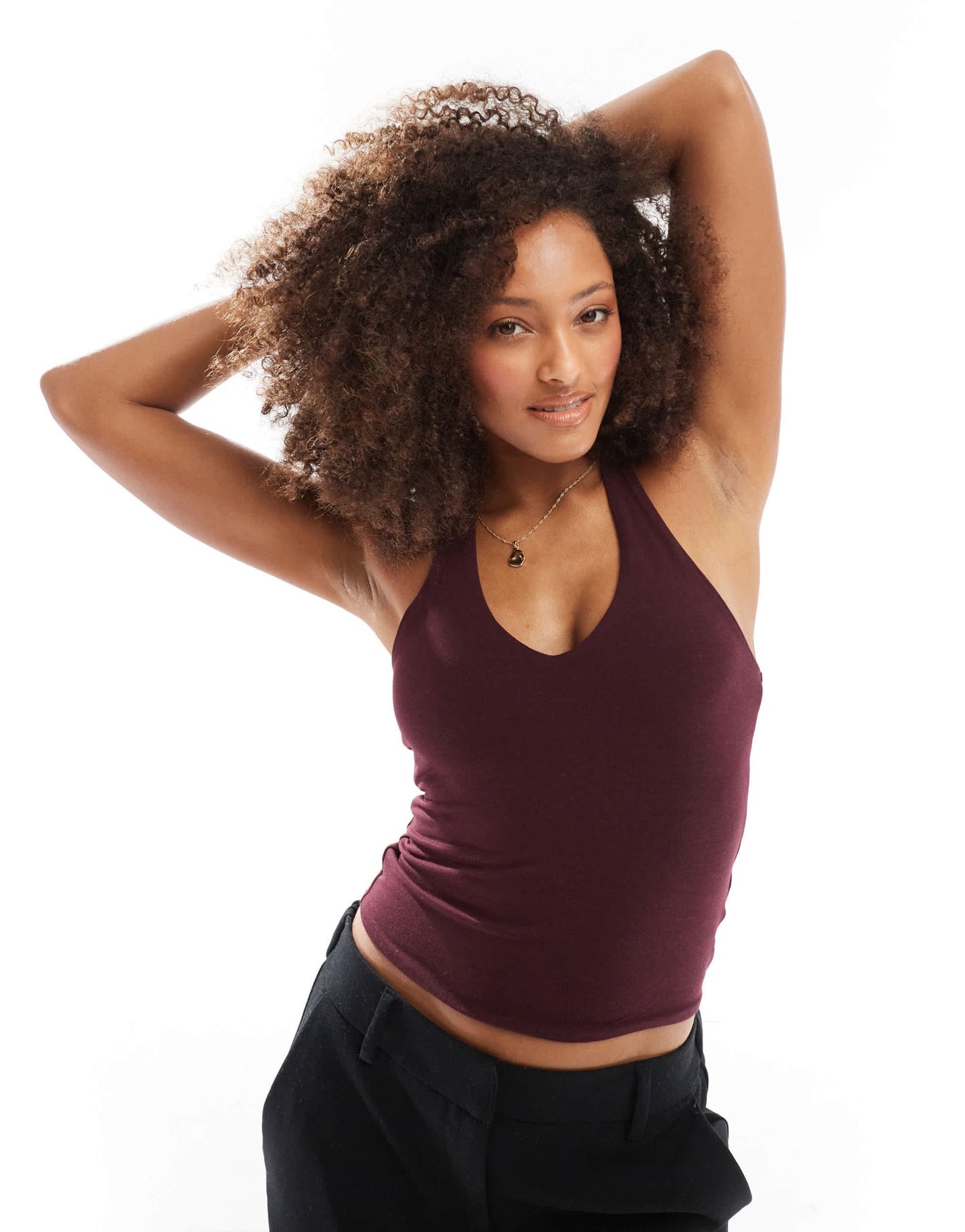 Cotton:On All day v neck halter in brown - ASOS Sample Sale