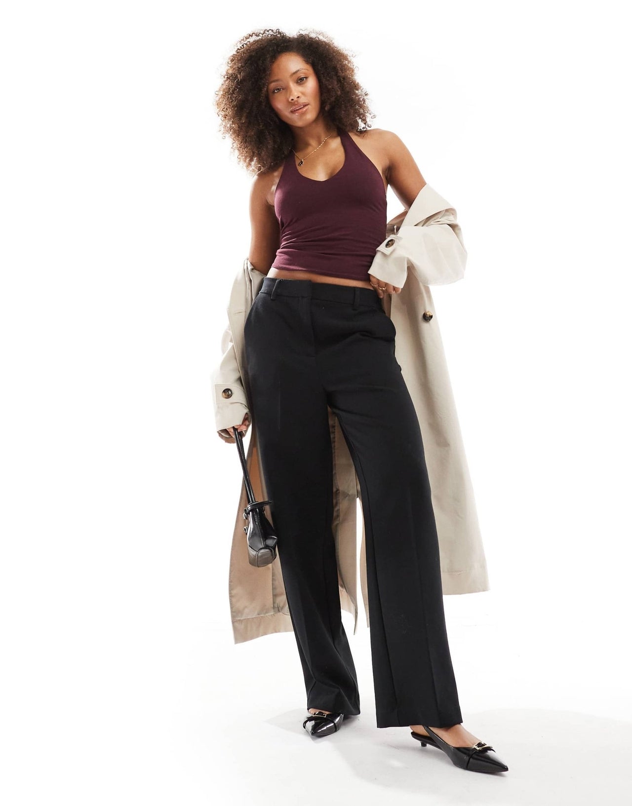 Cotton:On All day v neck halter in brown - ASOS Sample Sale