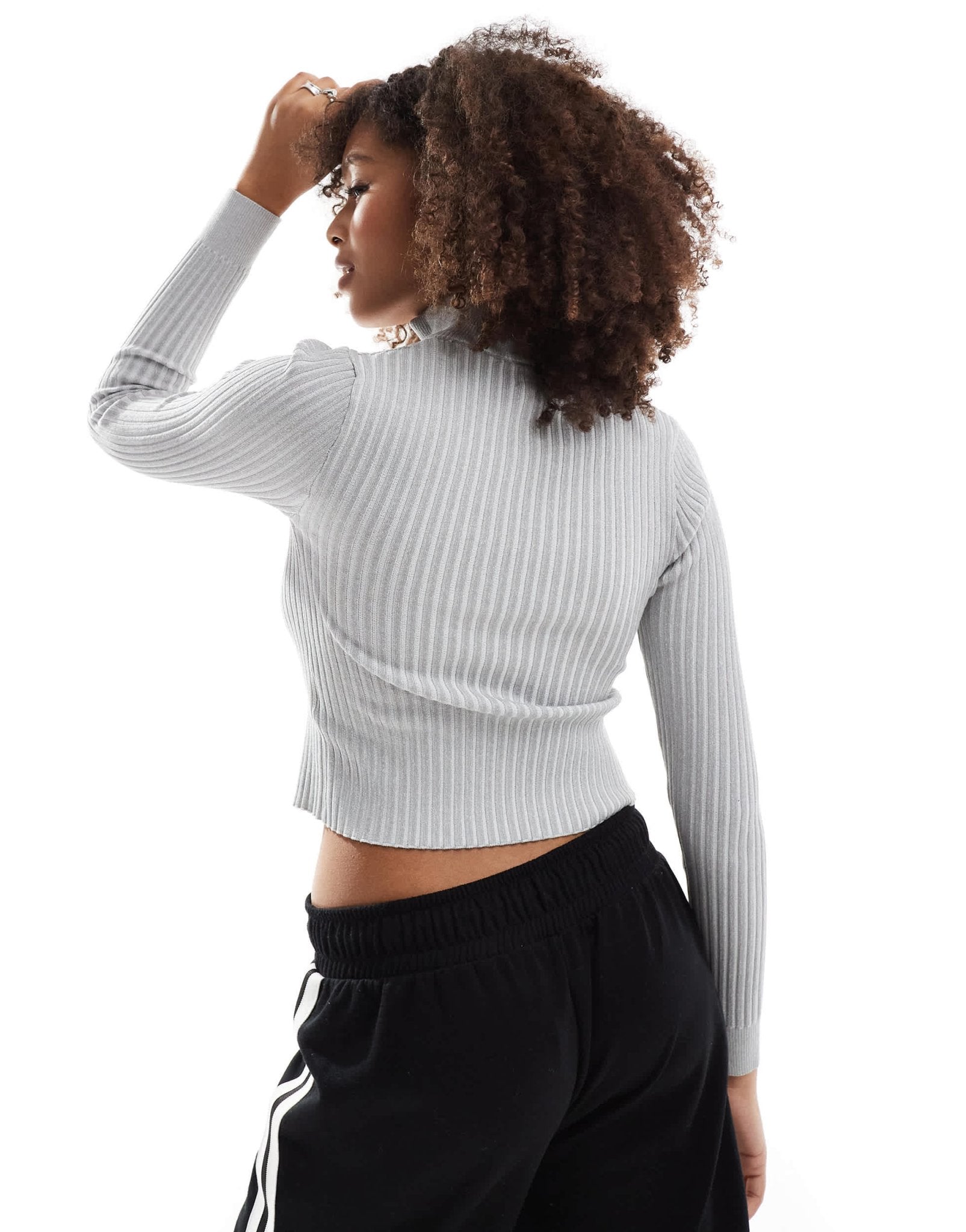 Cotton:On Double rib zip collar cardigan in grey - ASOS Sample Sale