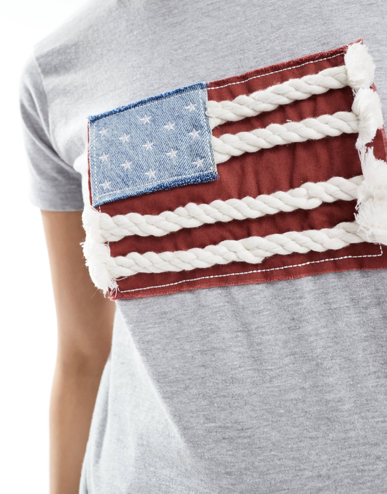 Daisy Street applique flag t-shirt in grey marl - ASOS Sample Sale