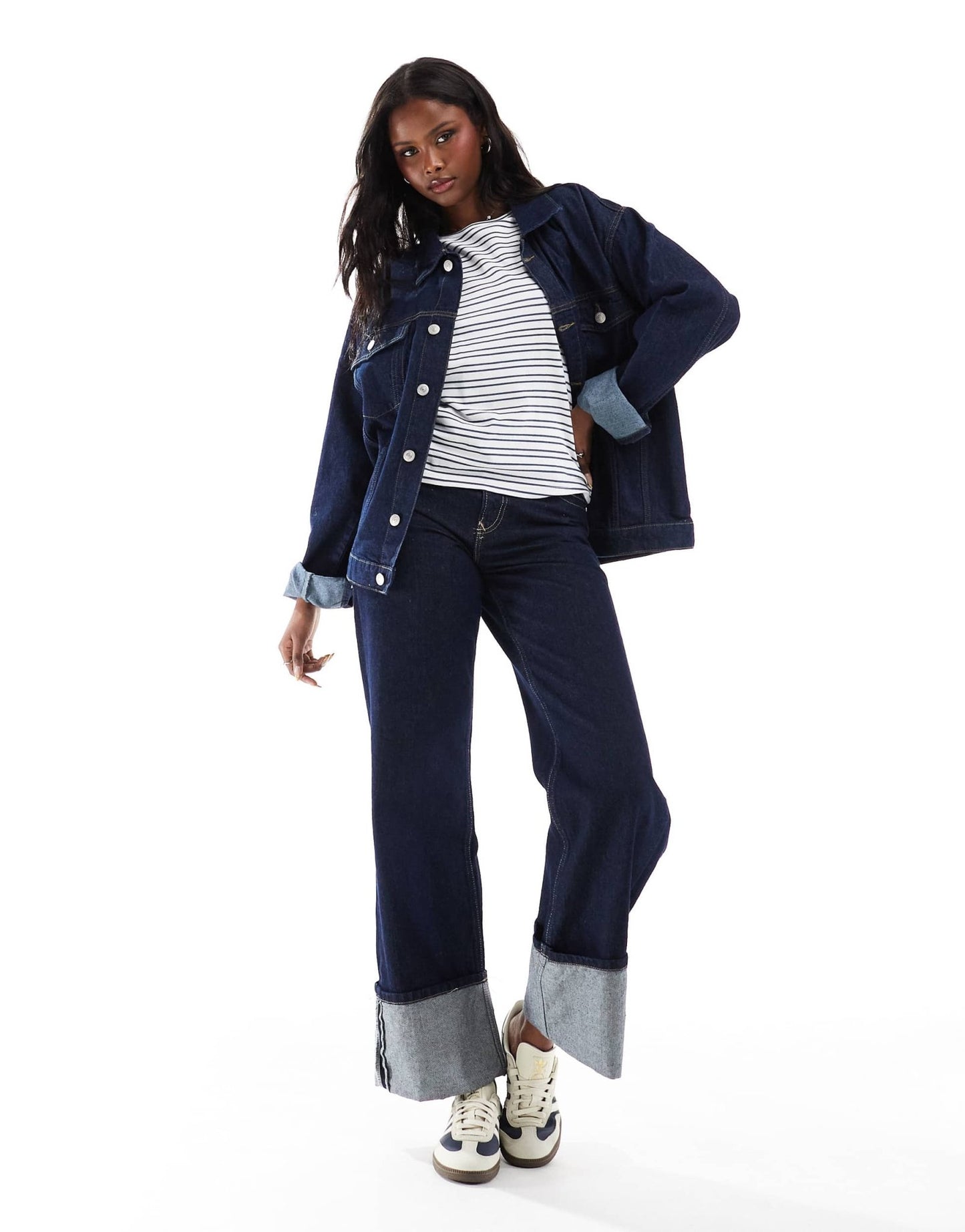 Daisy Street baby tee in blue and white stripe - ASOS Sample Sale