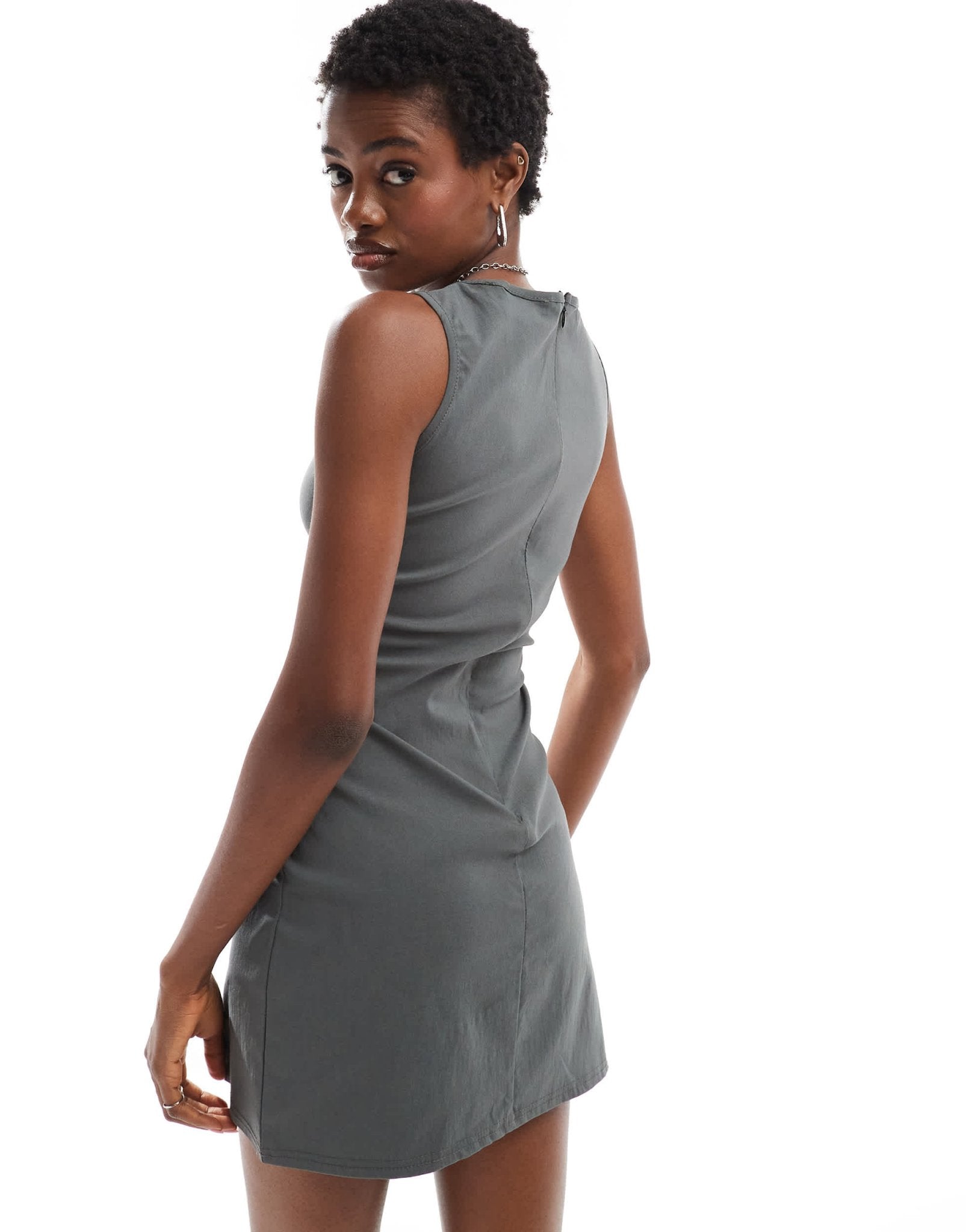 Daisy Street bengaline a - line grey mini dress - ASOS Sample Sale