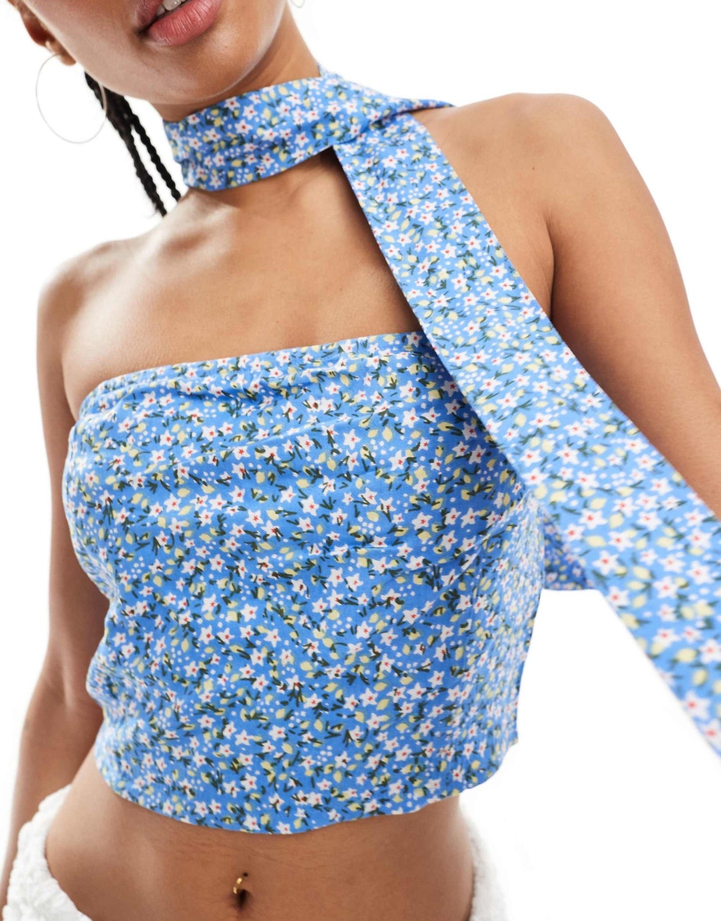 Daisy Street boobtube top with scarf in blue ditsy - ASOS Sample Sale