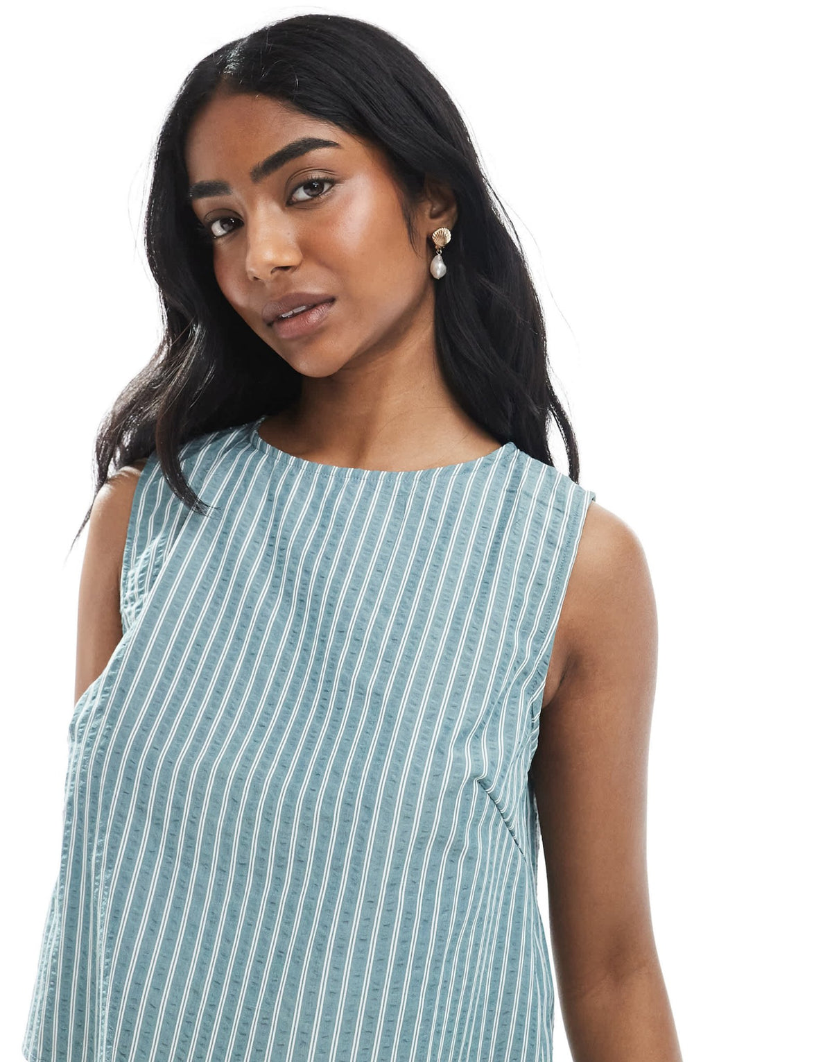 Daisy Street boxy chuck on top in blue stripe co-ord - ASOS Sample Sale