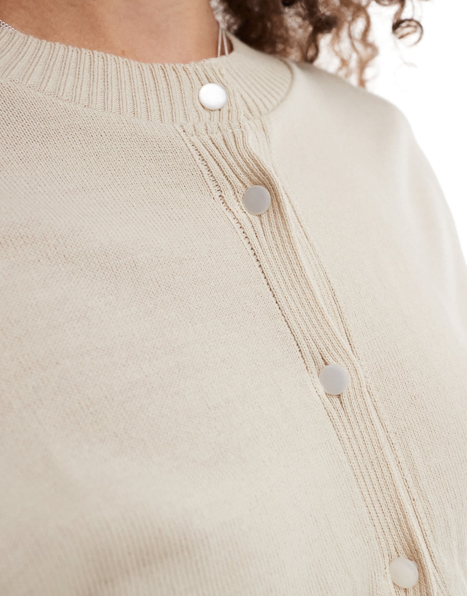 Daisy Street fitted waist detail cardigan in light stone - ASOS Sample Sale