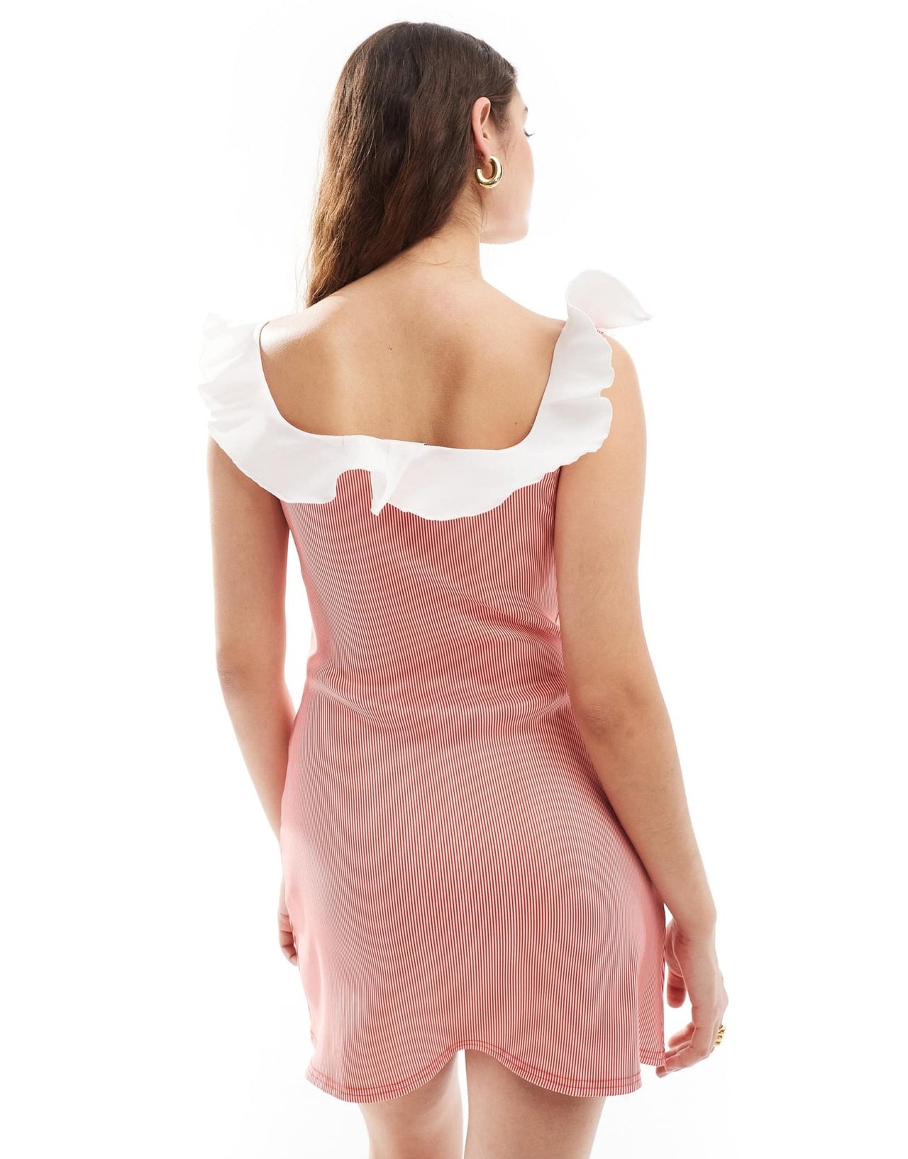 Daisy Street frill detail mini tea dress in red stripe - ASOS Sample Sale