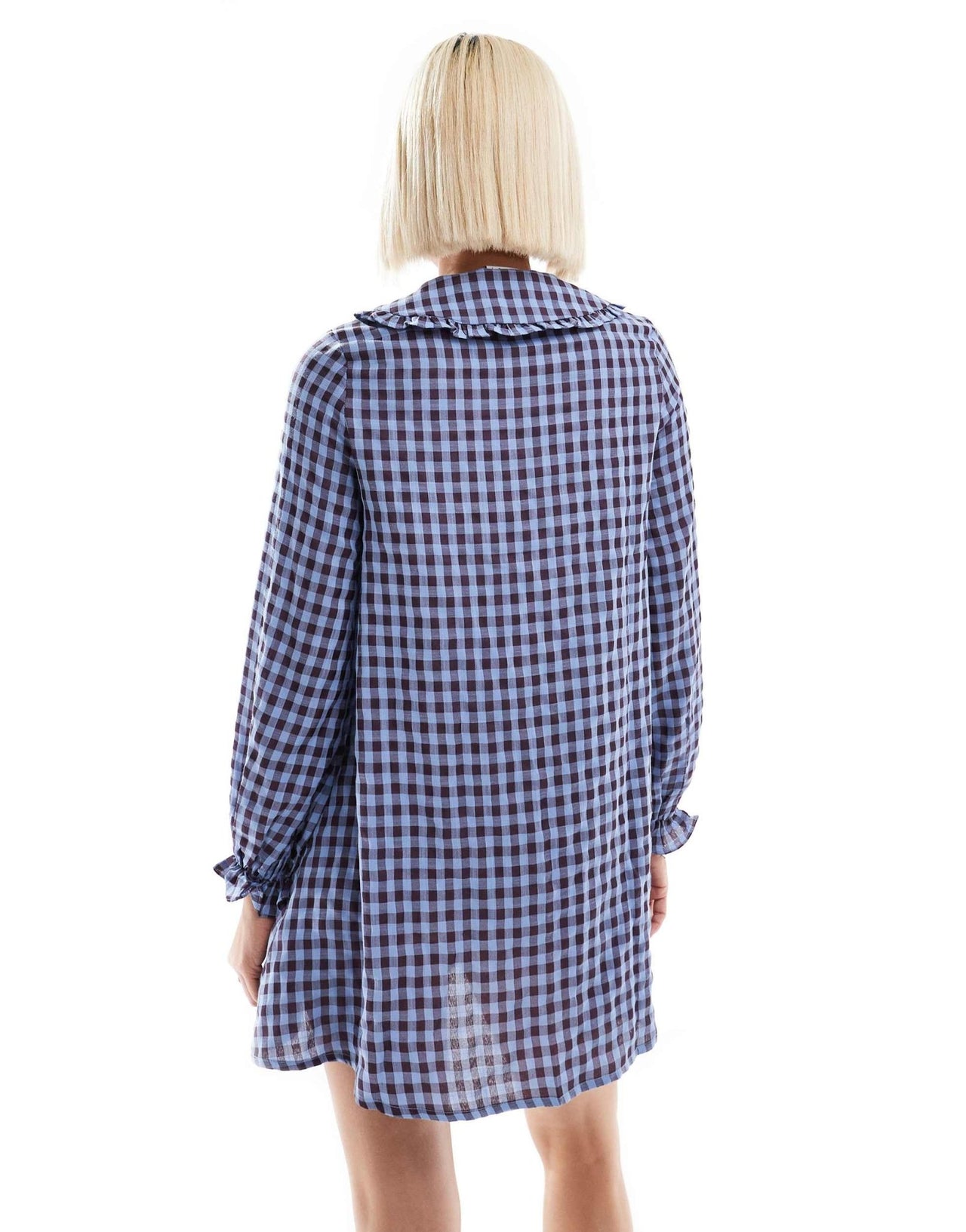 Daisy Street gingham shift smock dress with ruffle collar - ASOS Sample Sale