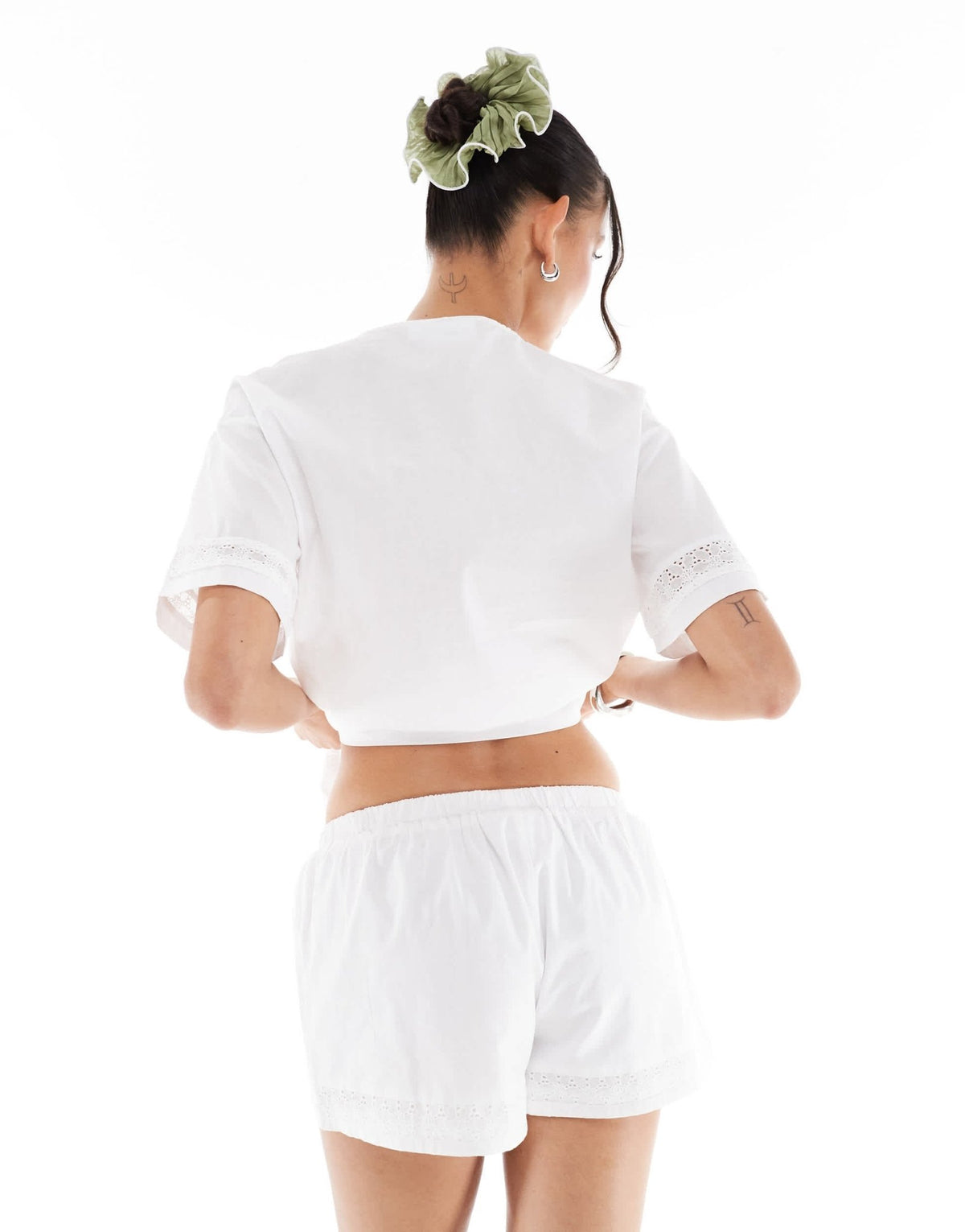 Daisy street low rise mini boxer style short in white co-ord - ASOS Sample Sale