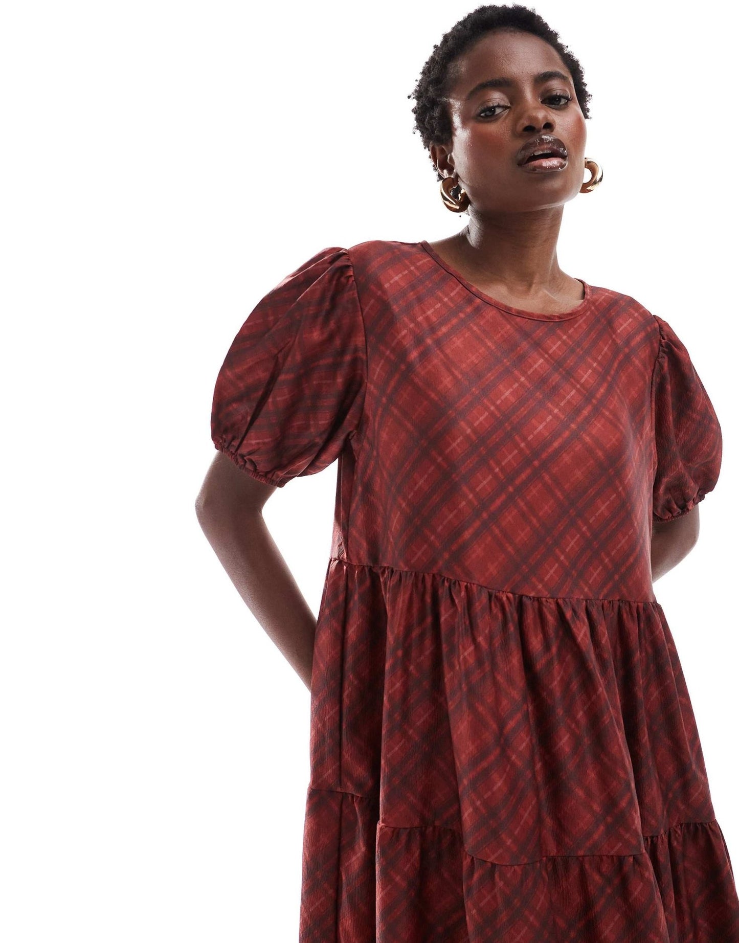 Daisy Street maxi smock dress in red check - ASOS Sample Sale