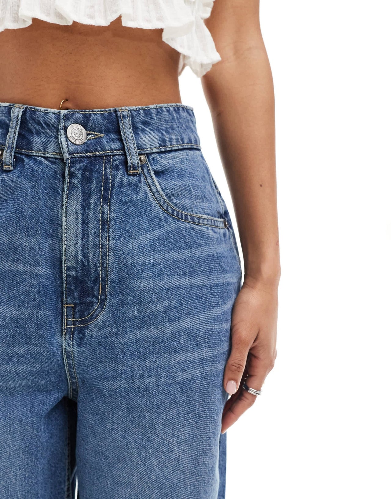 Daisy Street relaxed denim jorts in mid blue - ASOS Sample Sale